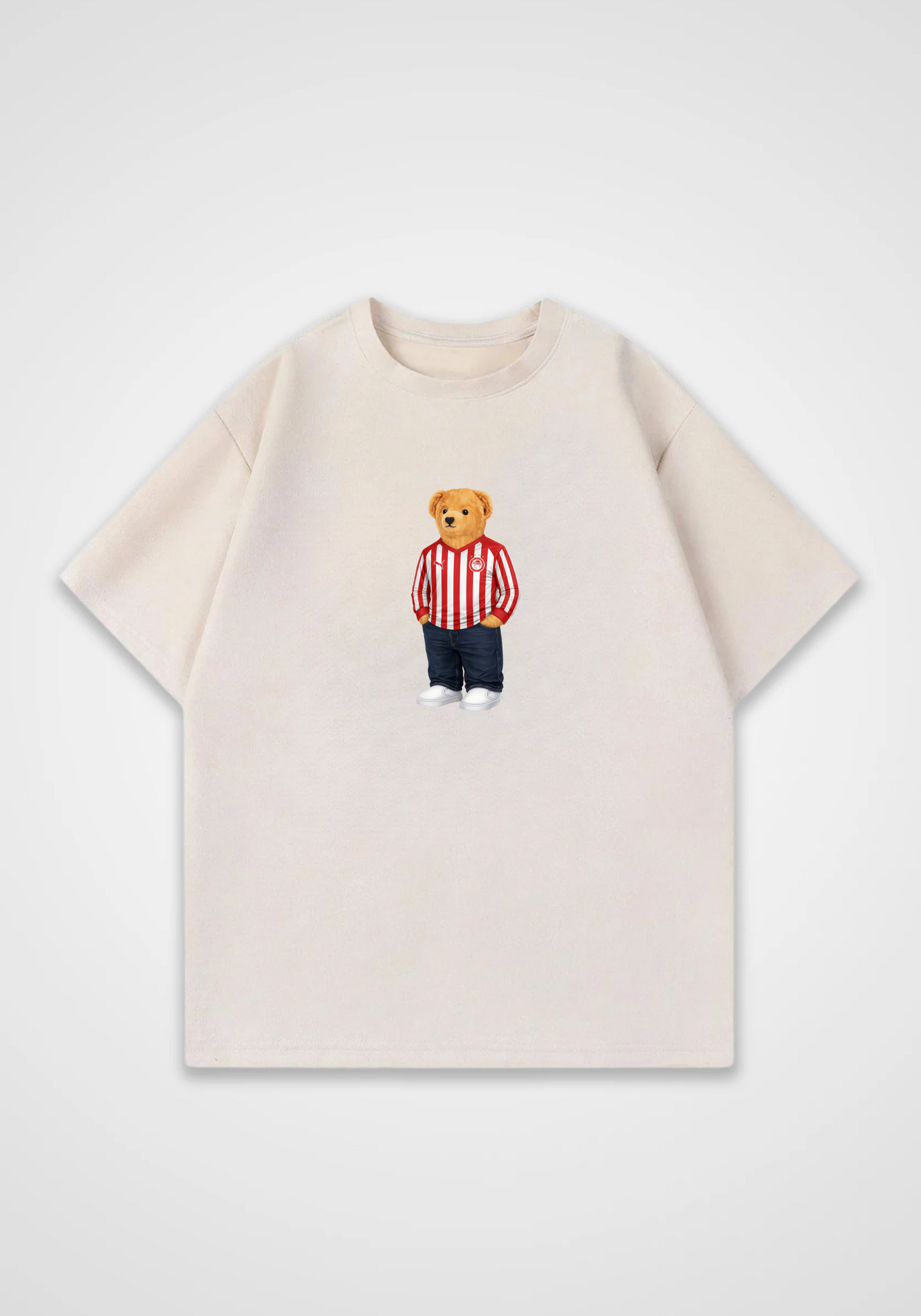 Panathinaikos Bear Oversized Shirt - Beige Front (Designed)