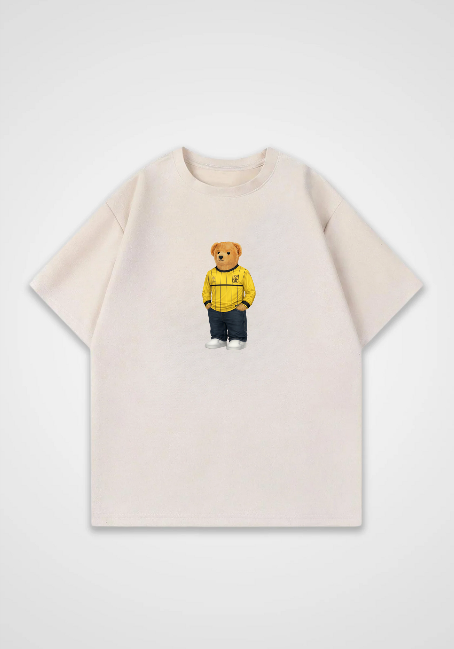 PAOK Bear Oversized Shirt - Beige Front (Designed)