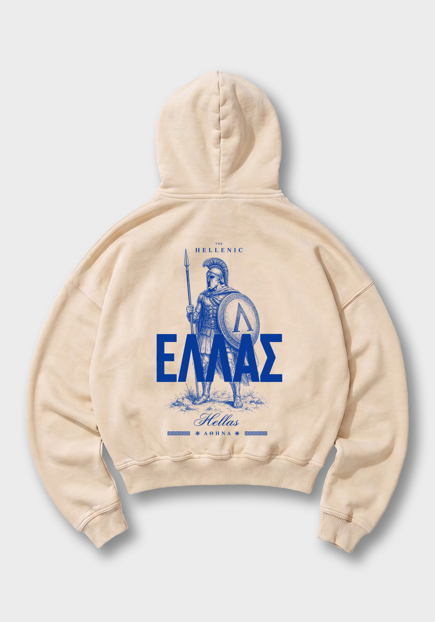 Spartan Warrior Oversized Hoodie - Beige Back (Designed)