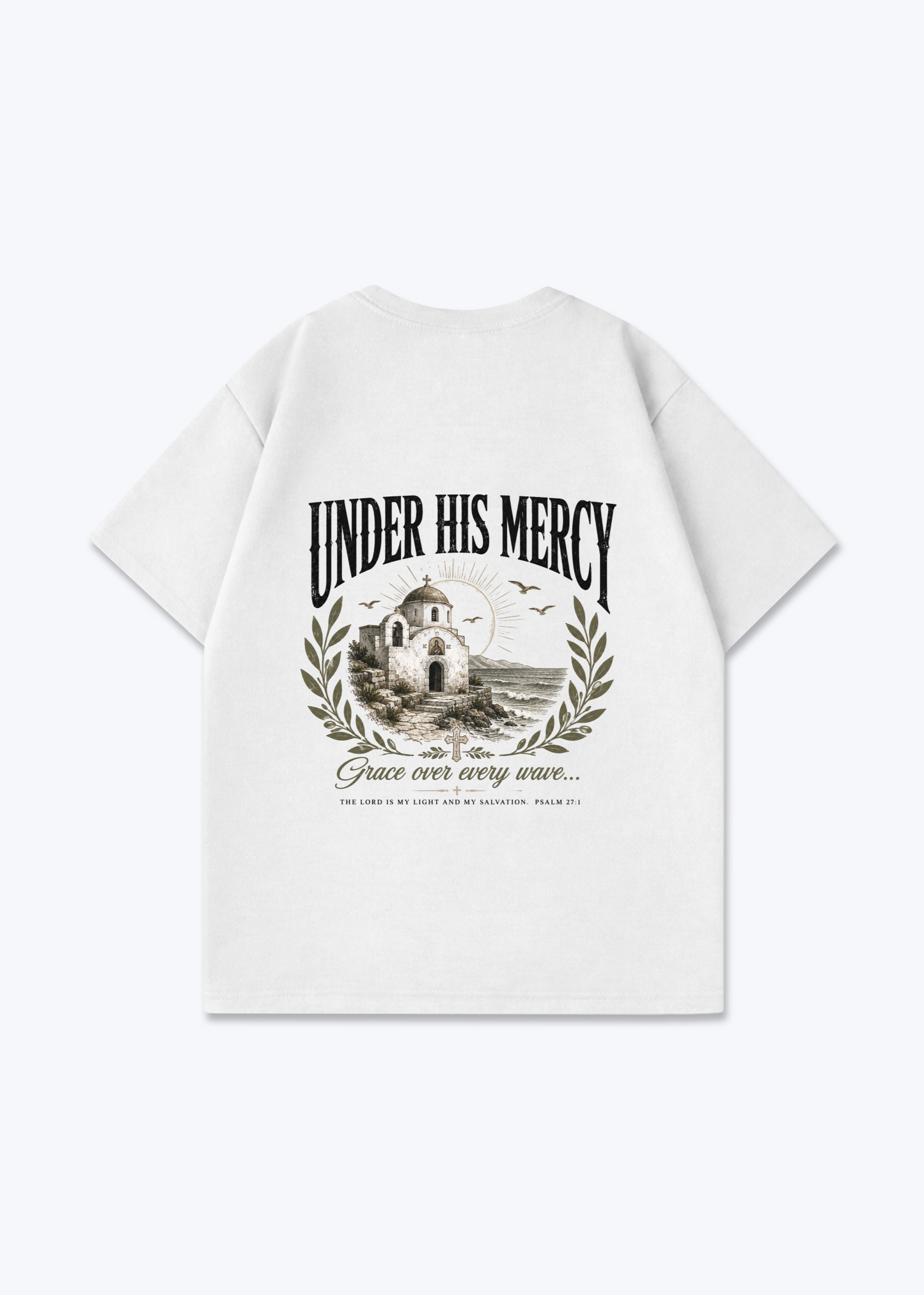 Under his Mercy Oversized Shirt - White Back (Designed)