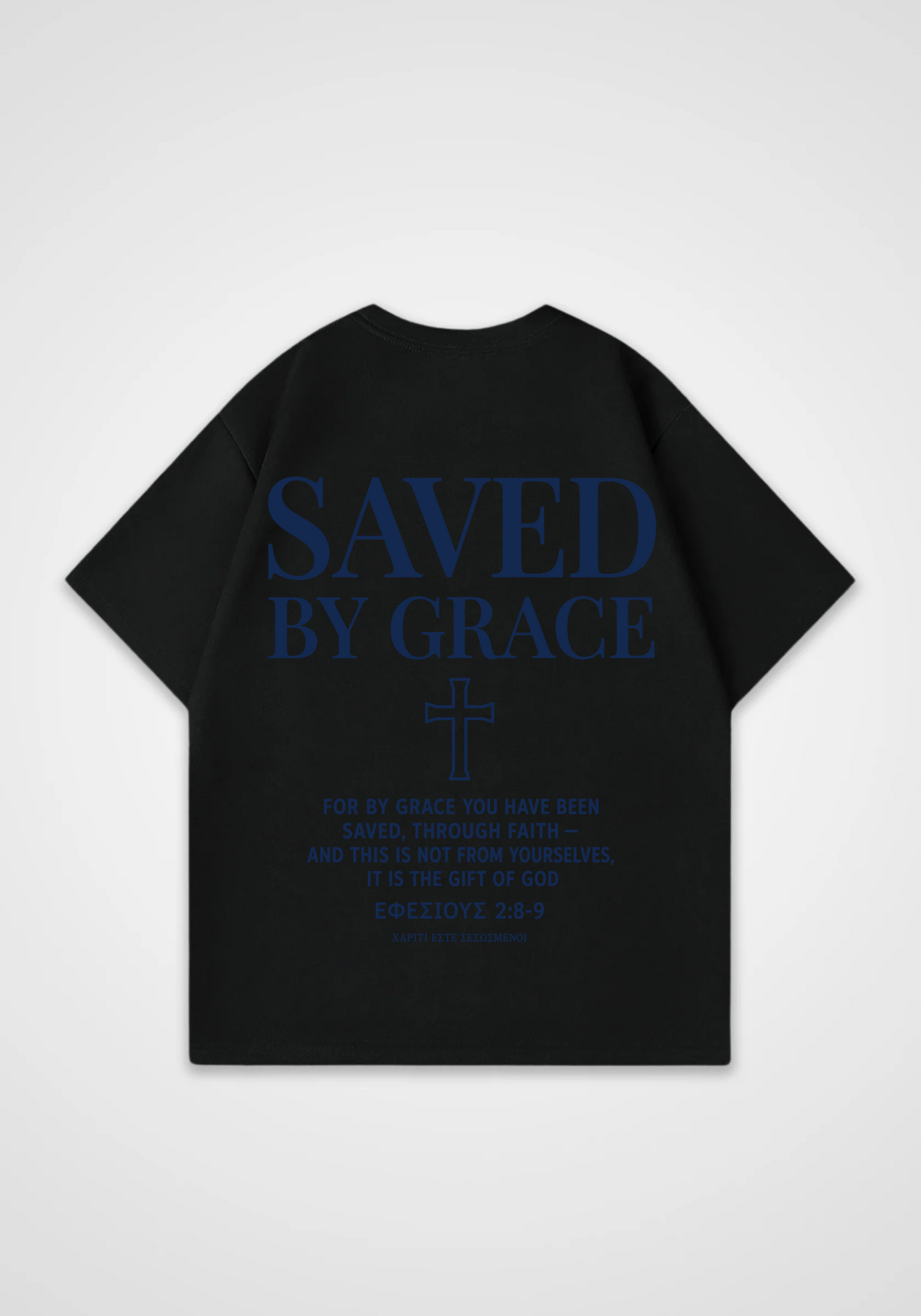 Saved by Grace Oversized Shirt - Black Back (Designed)