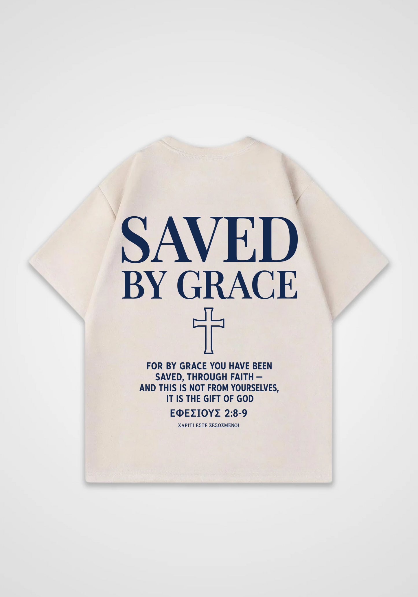 Saved by Grace Oversized Shirt - Beige Back (Designed)