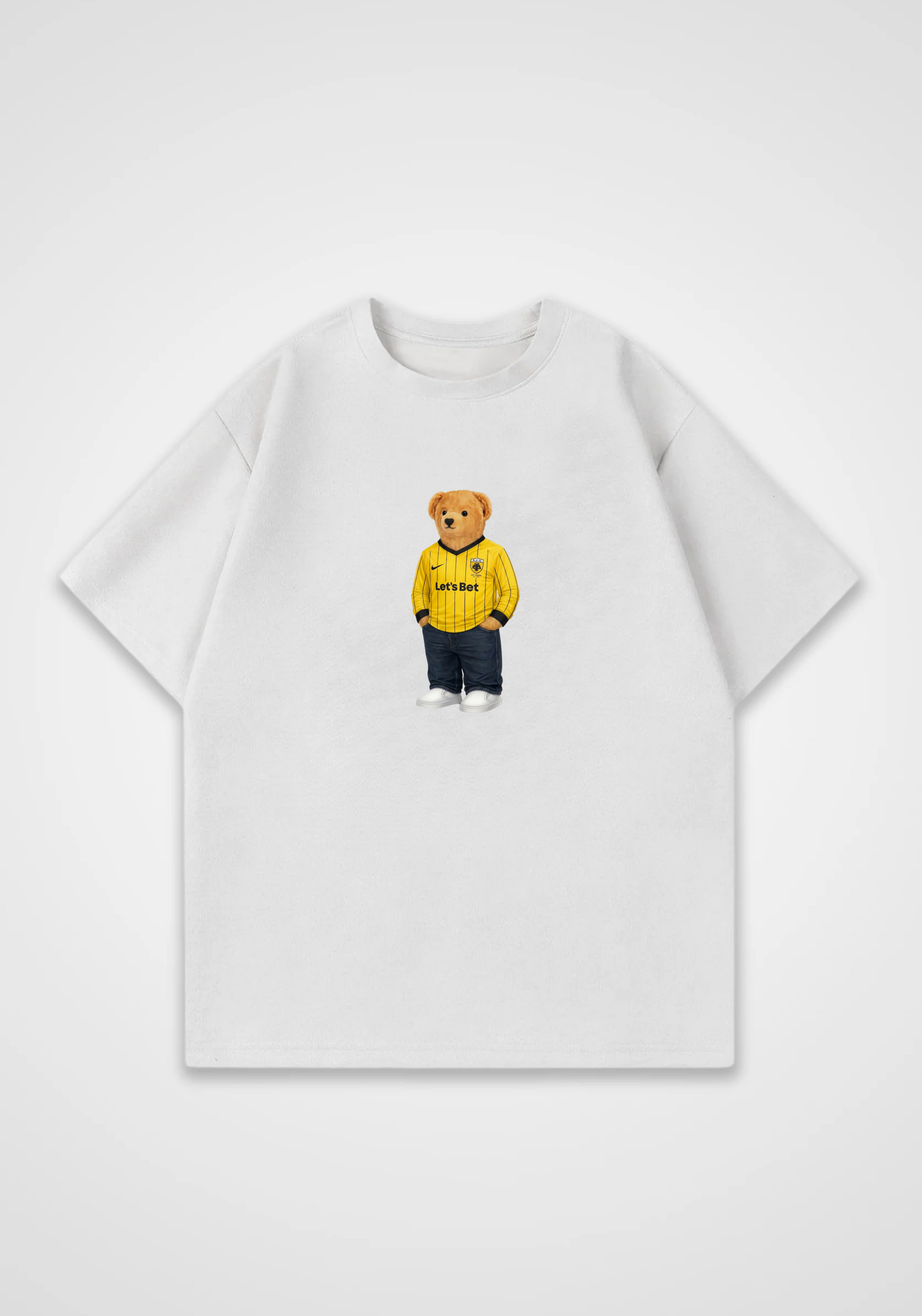 AEK Bear Oversized Shirt - White Front (Designed)