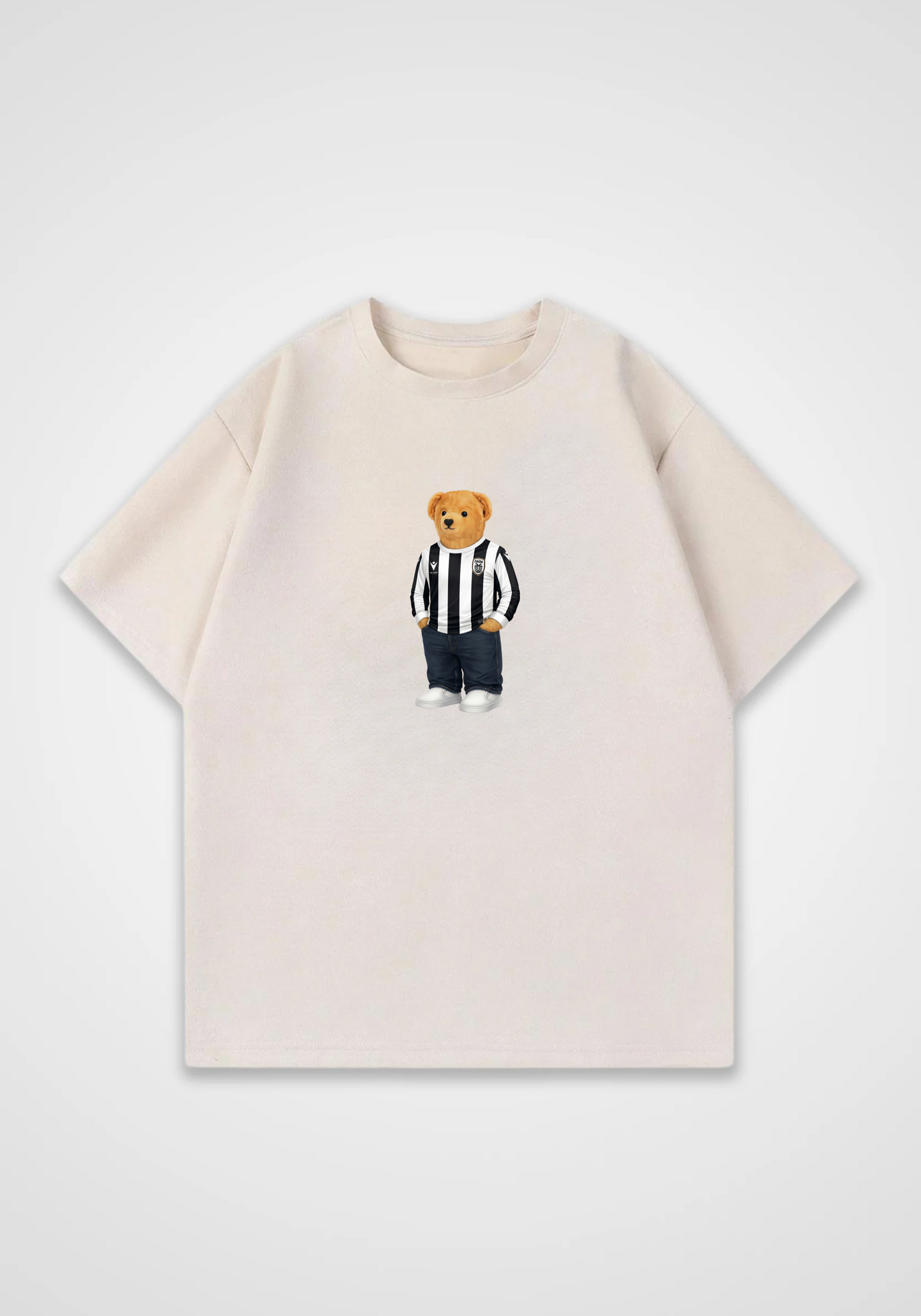 Aris Bear Oversized Shirt - Beige Front (Designed)