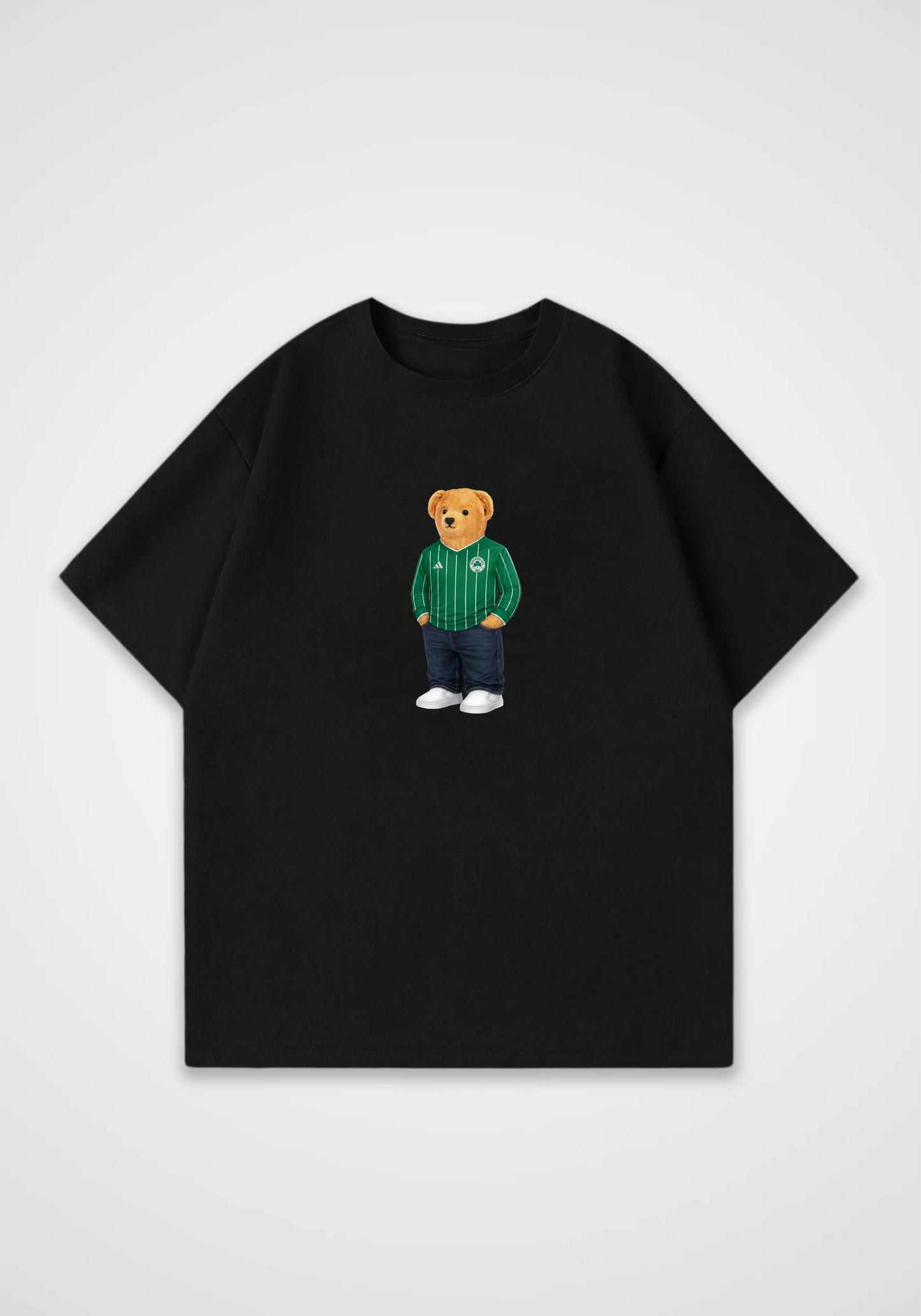 Olympiakos Bear Oversized Shirt - Black Front (Designed)