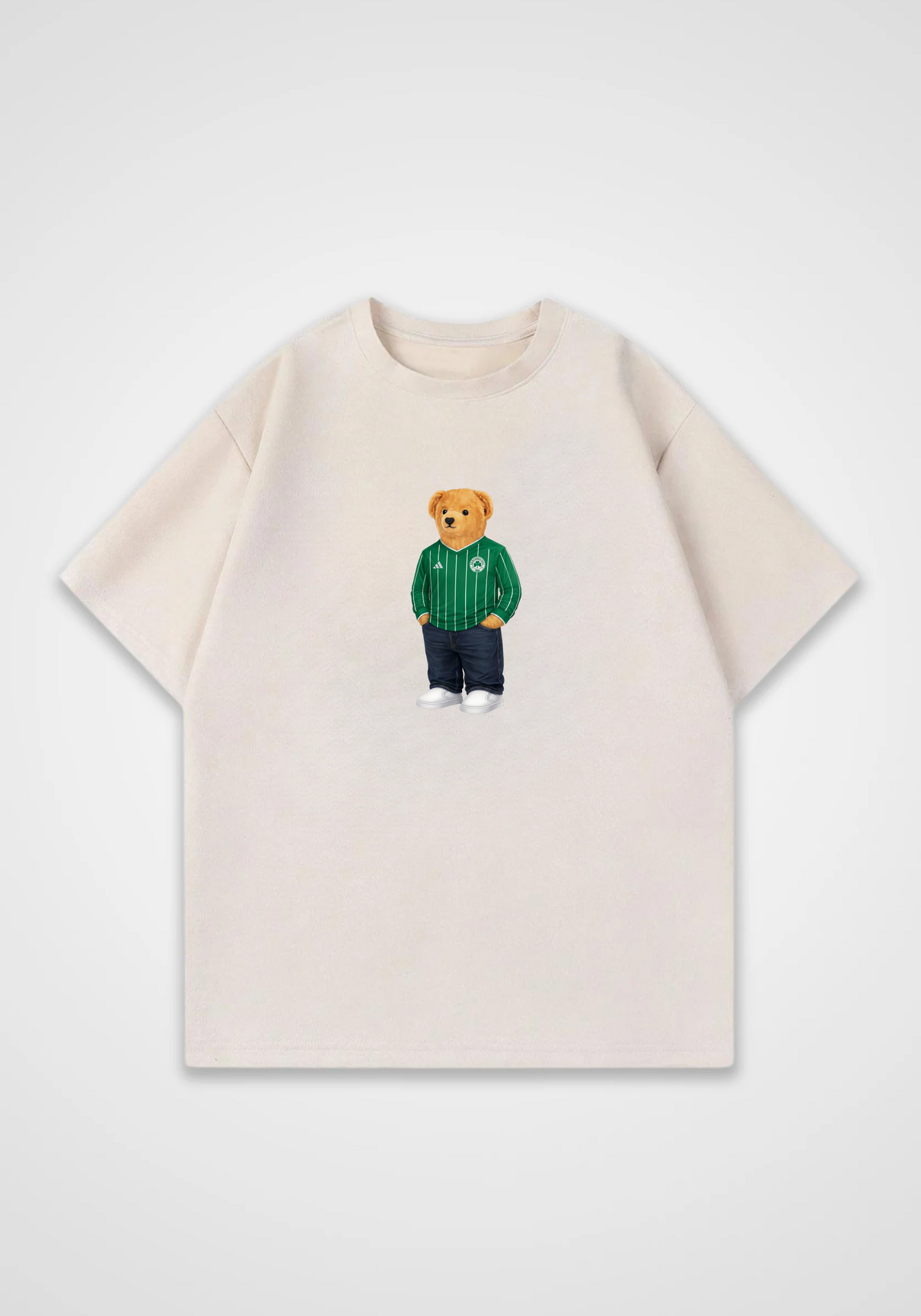 Olympiakos Bear Oversized Shirt - Beige Front (Designed)