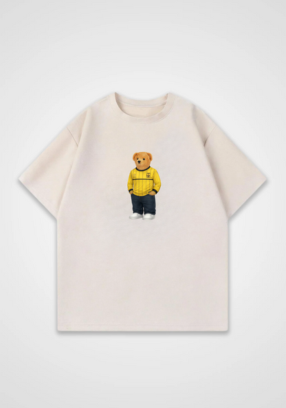  PAOK Bear Oversized Shirt - Beige Front (Designed)