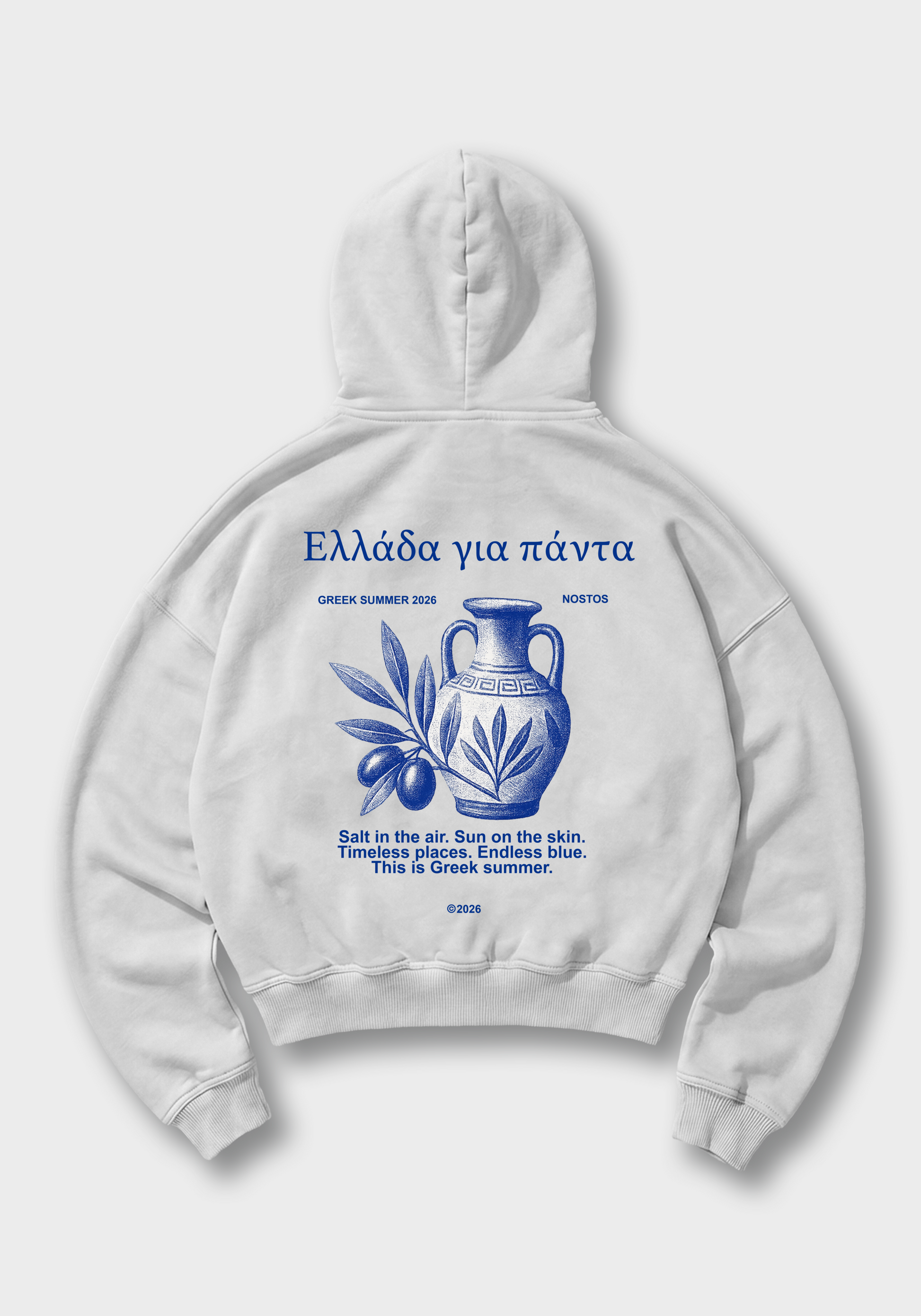 Griechischer Sommer Oversized Hoodie - White Back (Designed)
