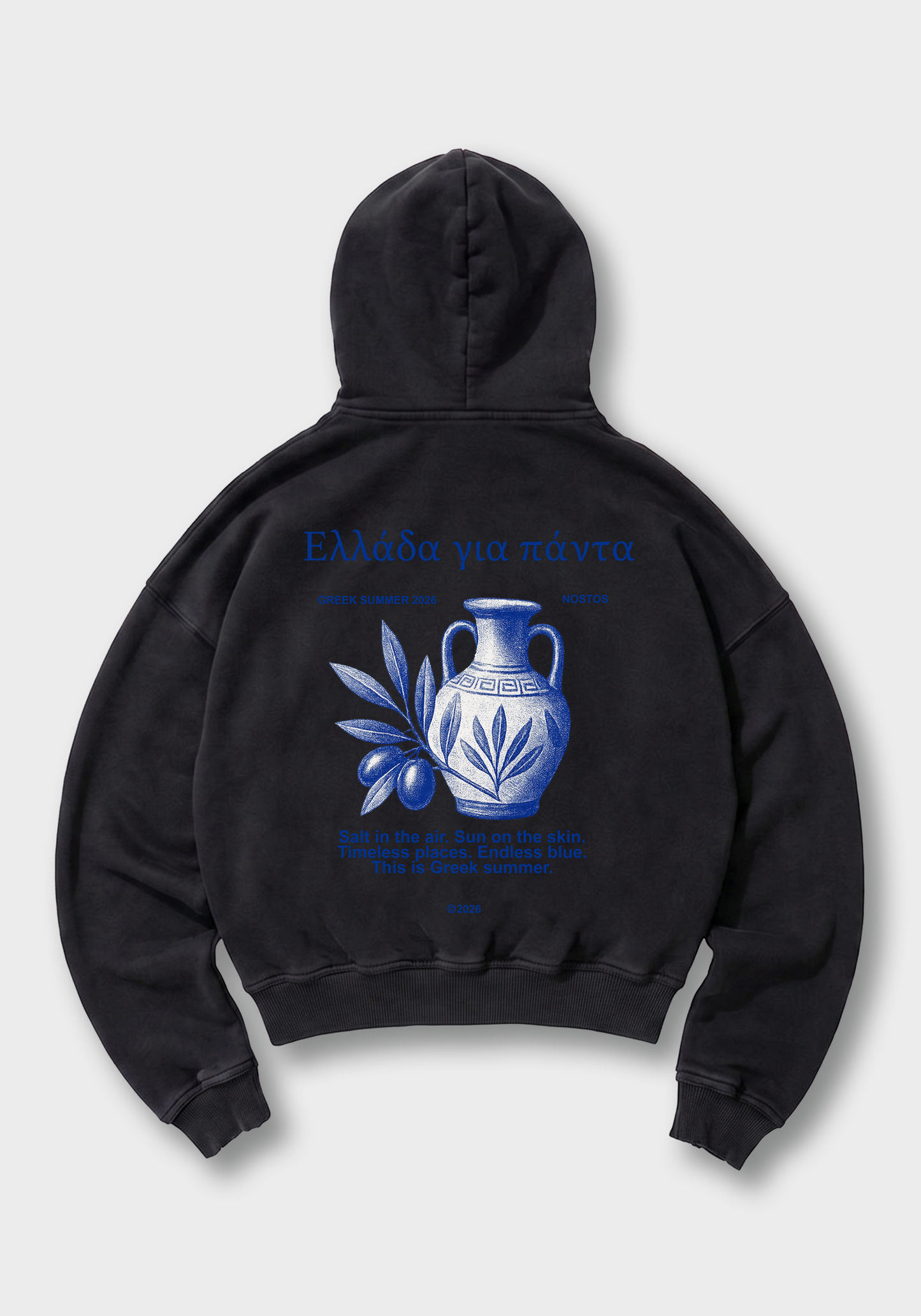 Griechischer Sommer Oversized Hoodie - Black Back (Designed)