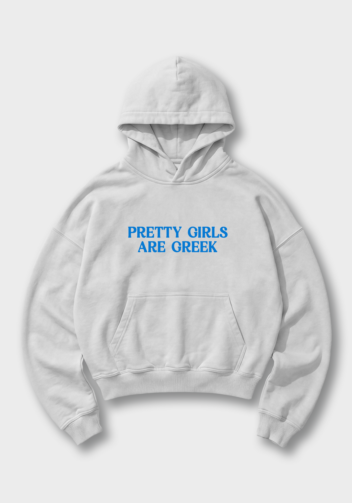 Pretty Girls are Greek Oversized Hoodie - White Front (Designed)