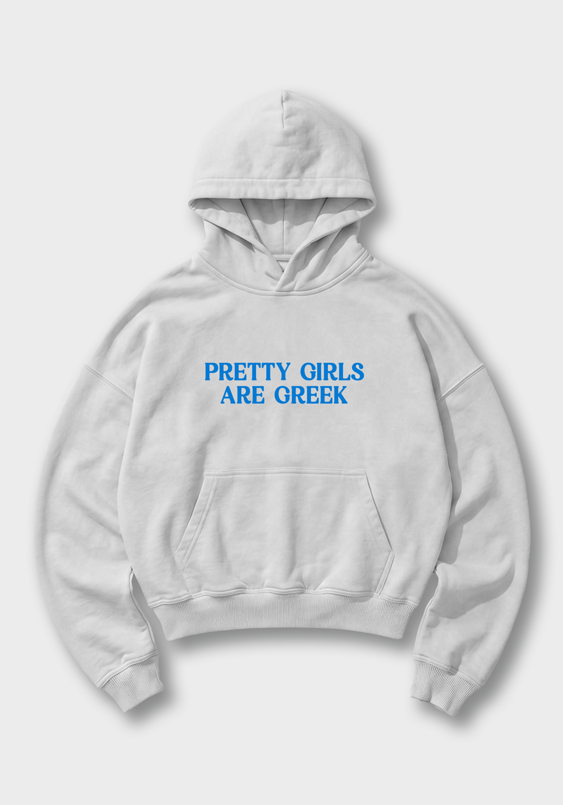 Pretty Girls are Greek Oversized Hoodie - White Front (Designed)