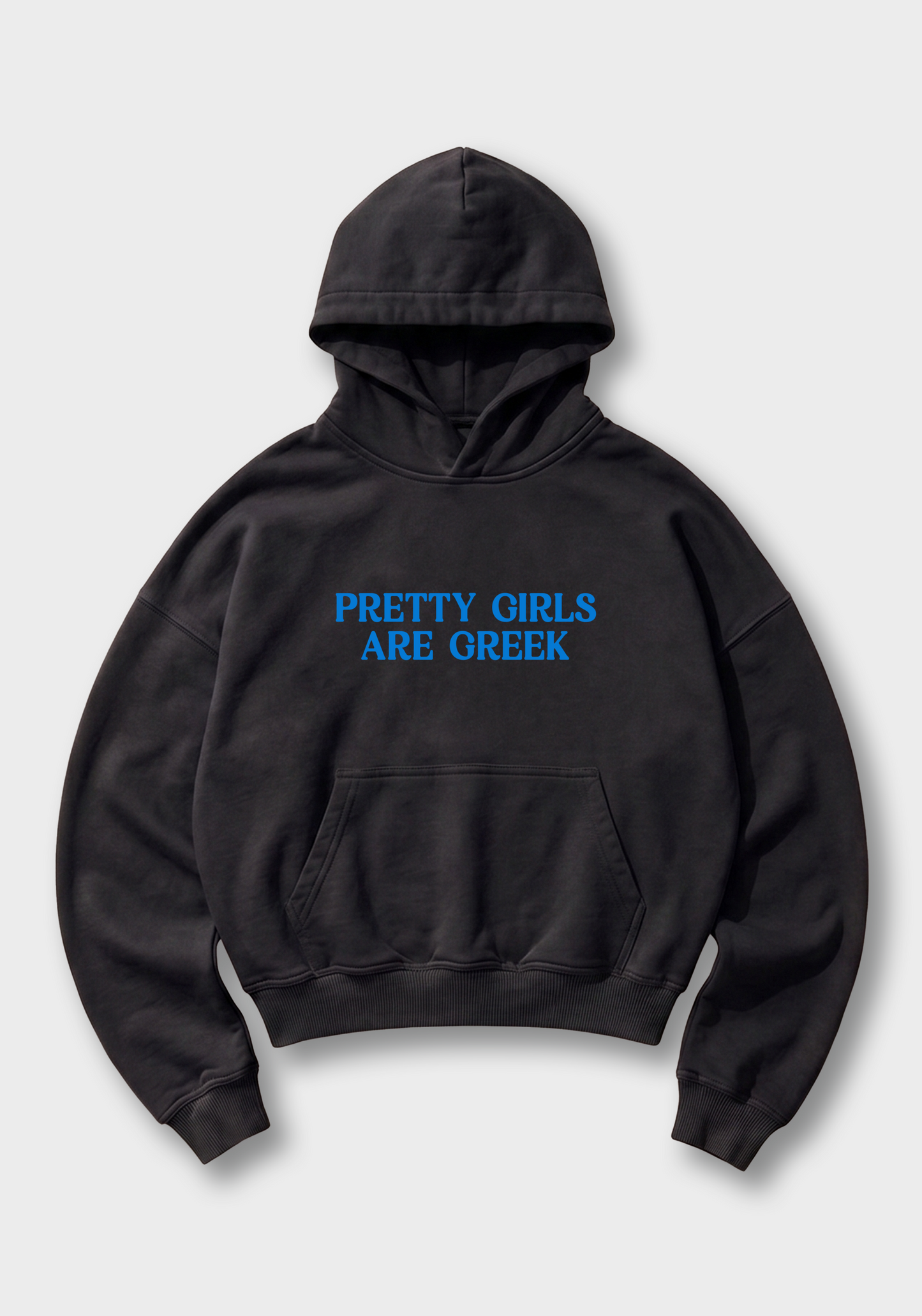 Pretty Girls are Greek Oversized Hoodie - Black Front (Designed)