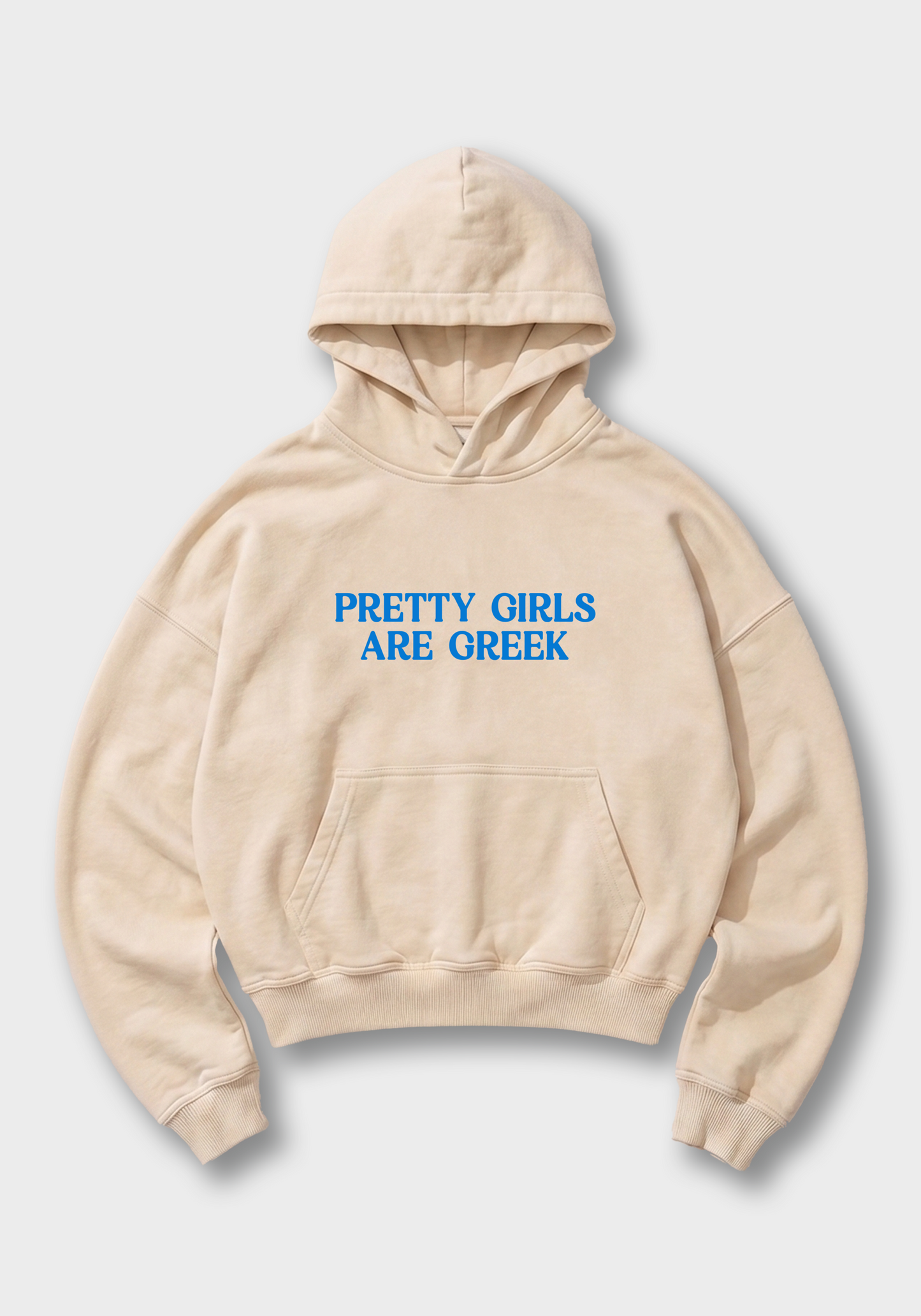 Pretty Girls are Greek Oversized Hoodie - Beige Front (Designed)