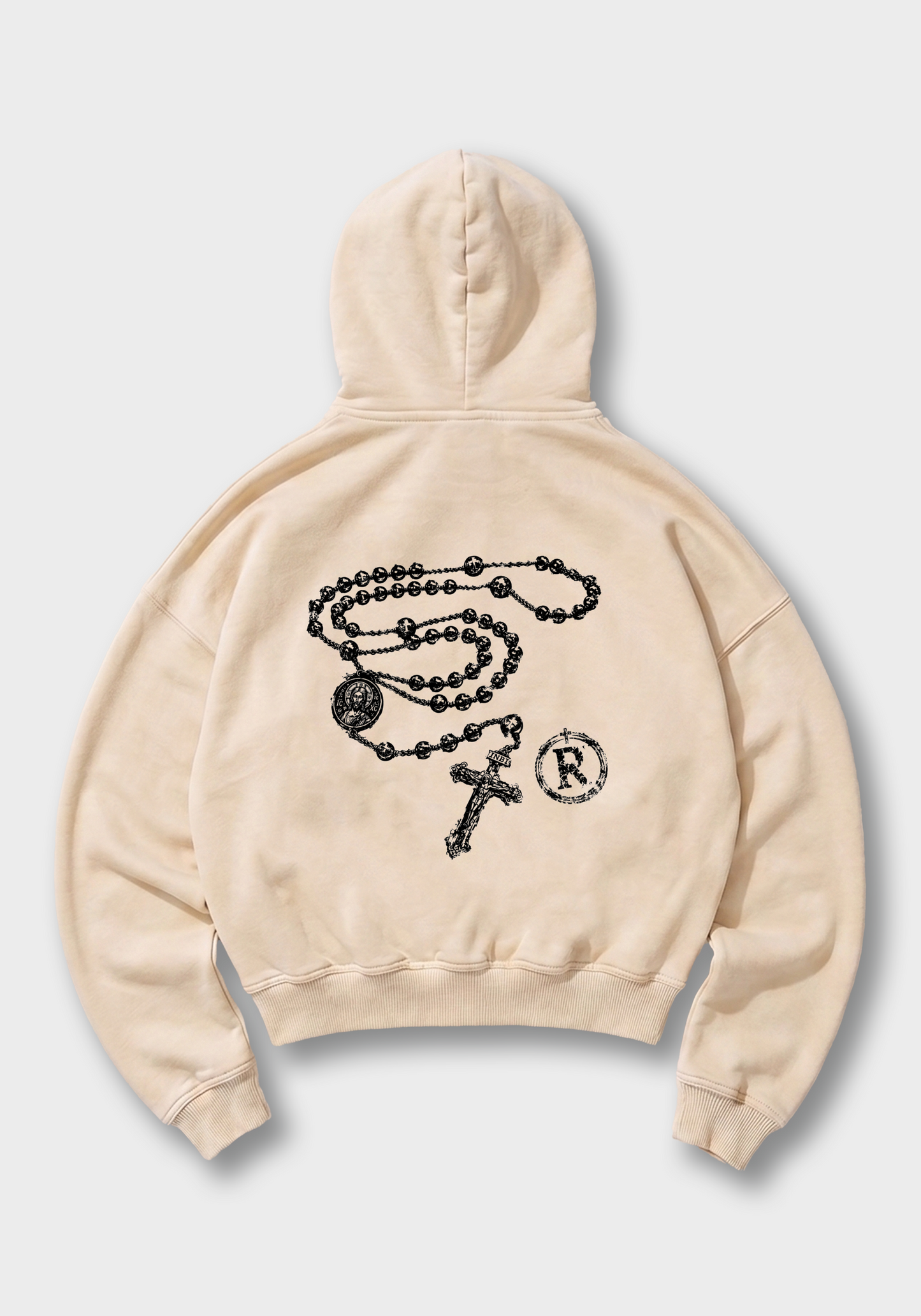 Kreuz Oversized Hoodie - Beige Back (Designed)