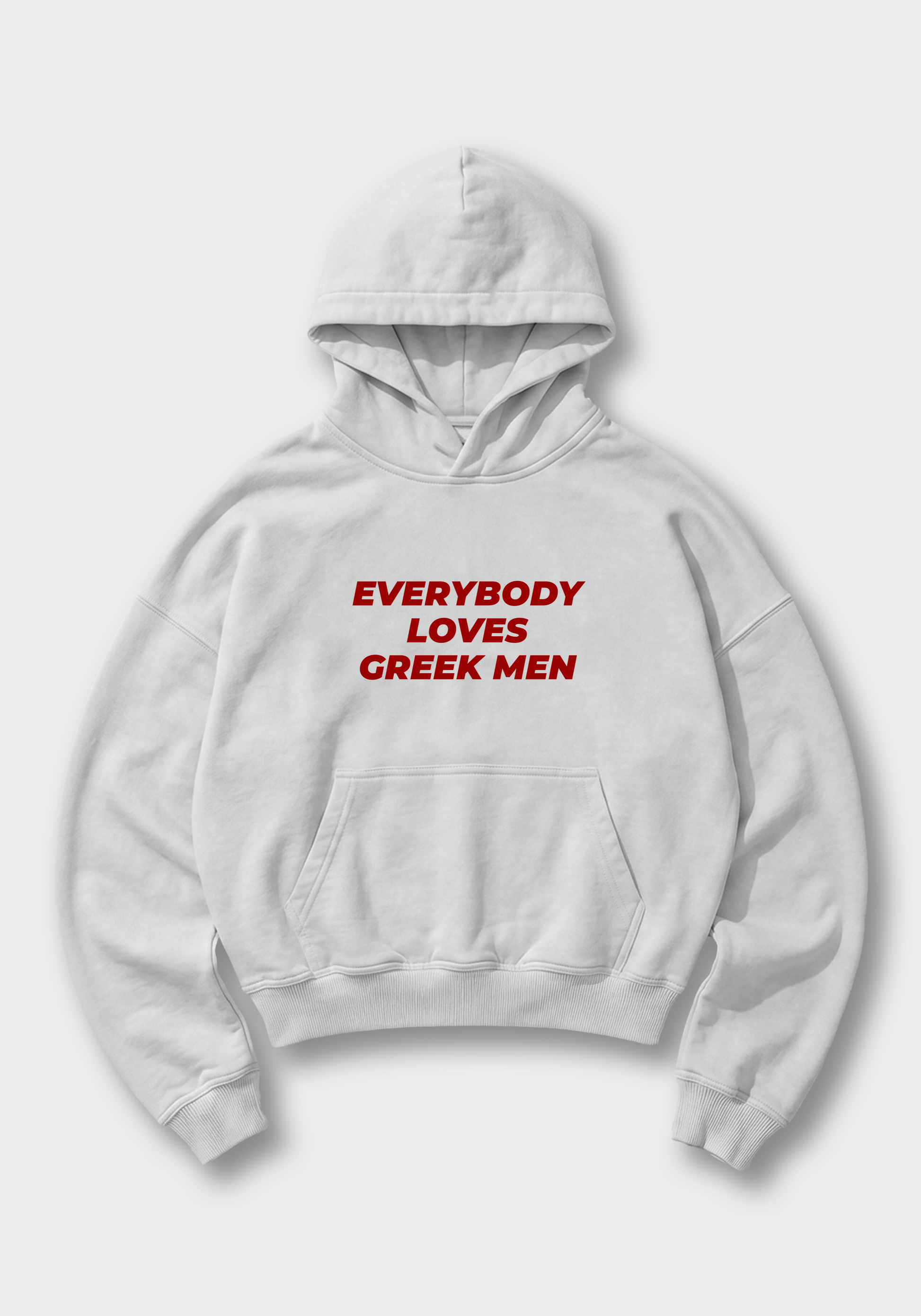 Everybody Loves Greek Men Oversized Hoodie - White Front (Designed)