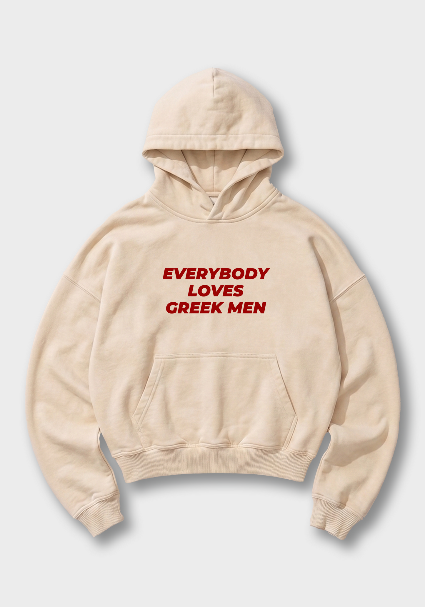 Everybody Loves Greek Men Oversized Hoodie - Beige Front (Designed)