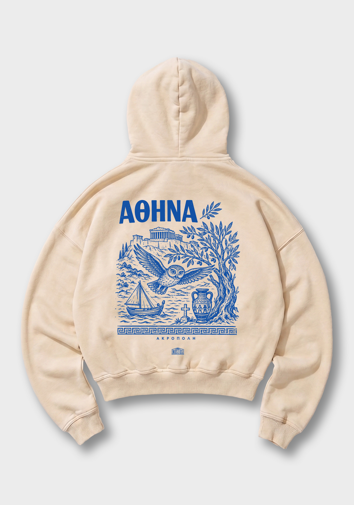 Acropolis Oversized Hoodie - Beige Back (Designed)