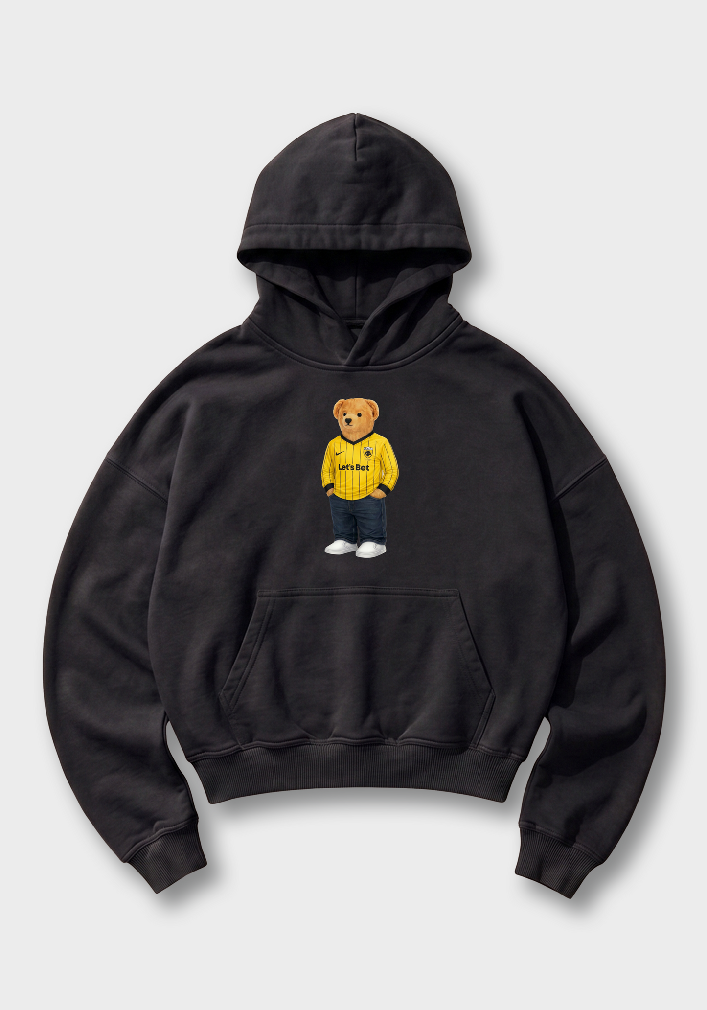 AEK Bear Oversized Hoodie - Black Front (Designed)