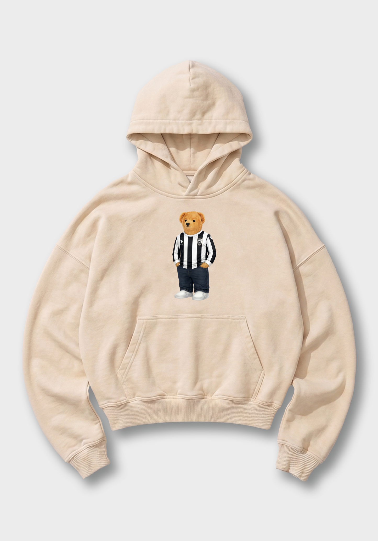  Aris Bear Oversized Hoodie - Beige Front (Designed)
