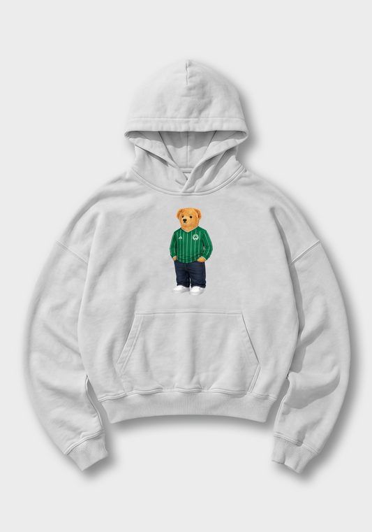 Olympiakos Bear Oversized Hoodie - White Front (Designed)