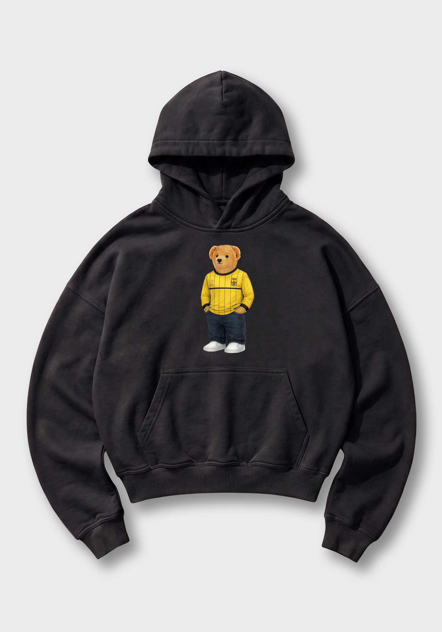 PAOK Bear Oversized Hoodie - Black Front (Designed)