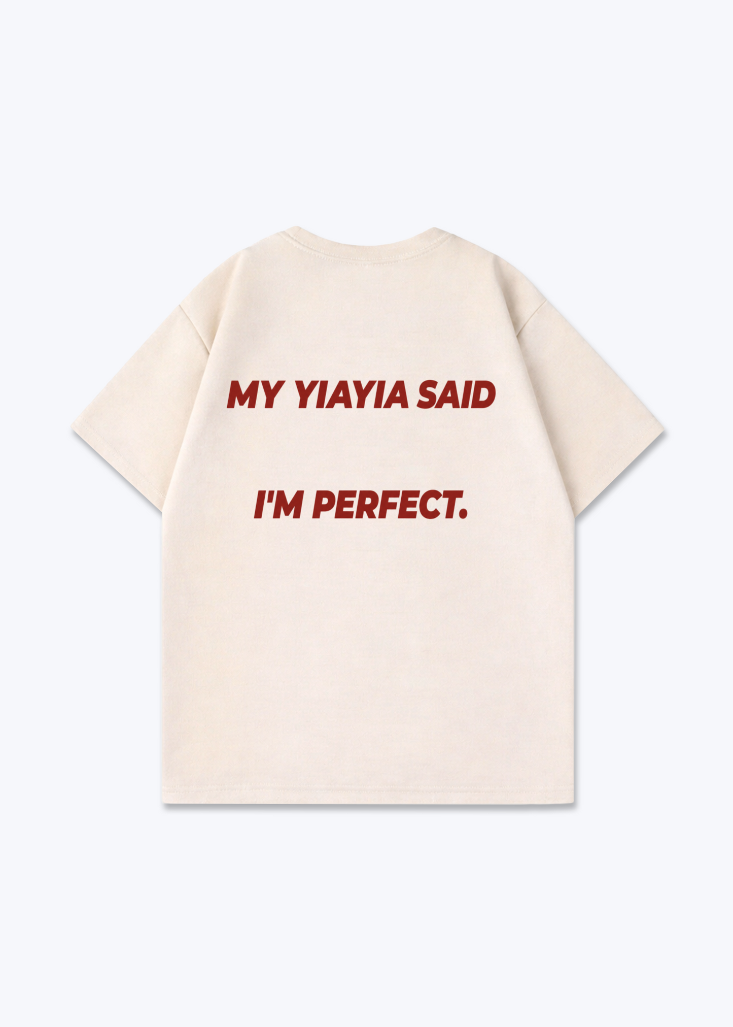 YIAYIAs Quote Oversized Shirt - Beige Back (Designed)