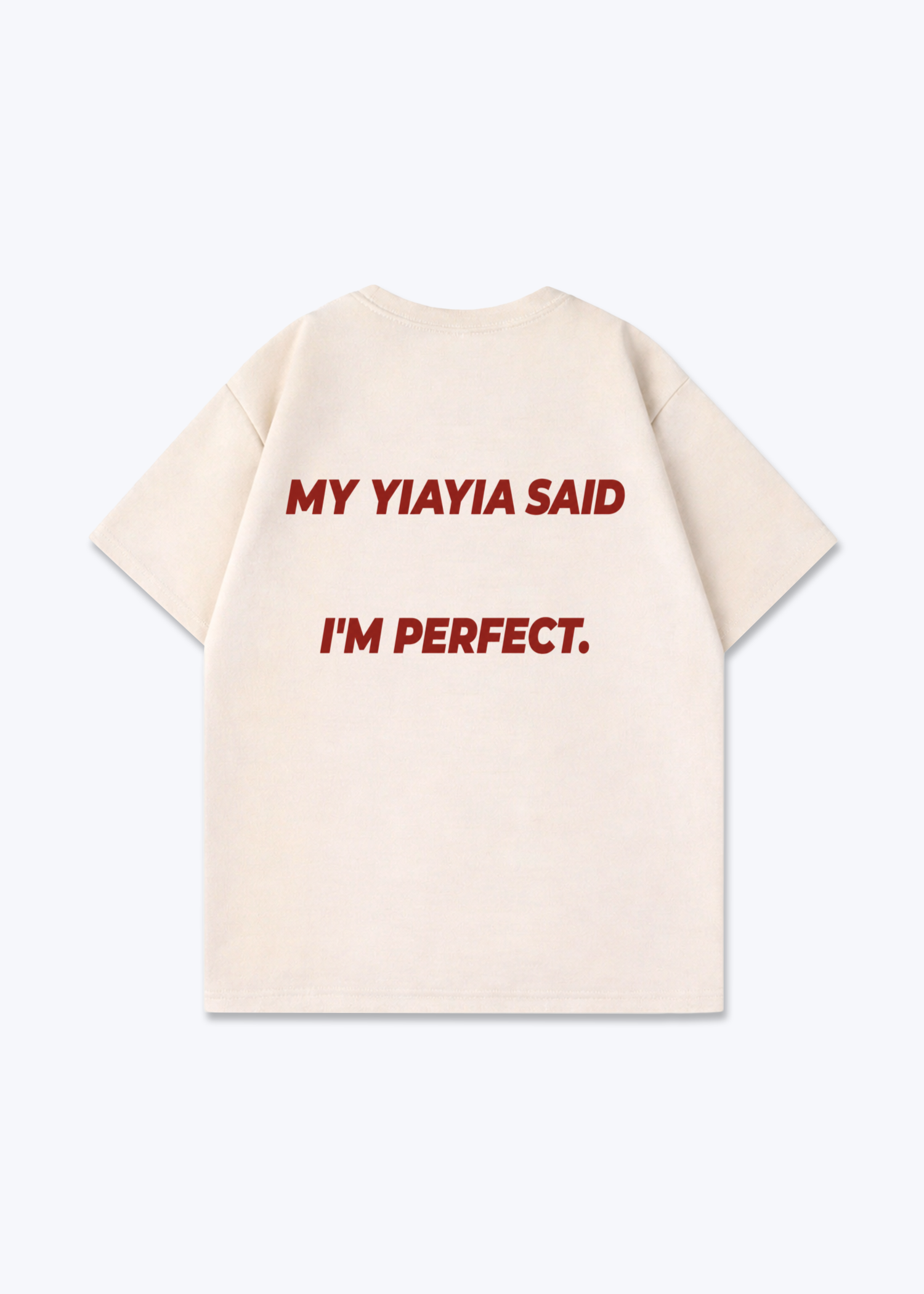 YIAYIAs Quote Oversized Shirt - Beige Back (Designed)