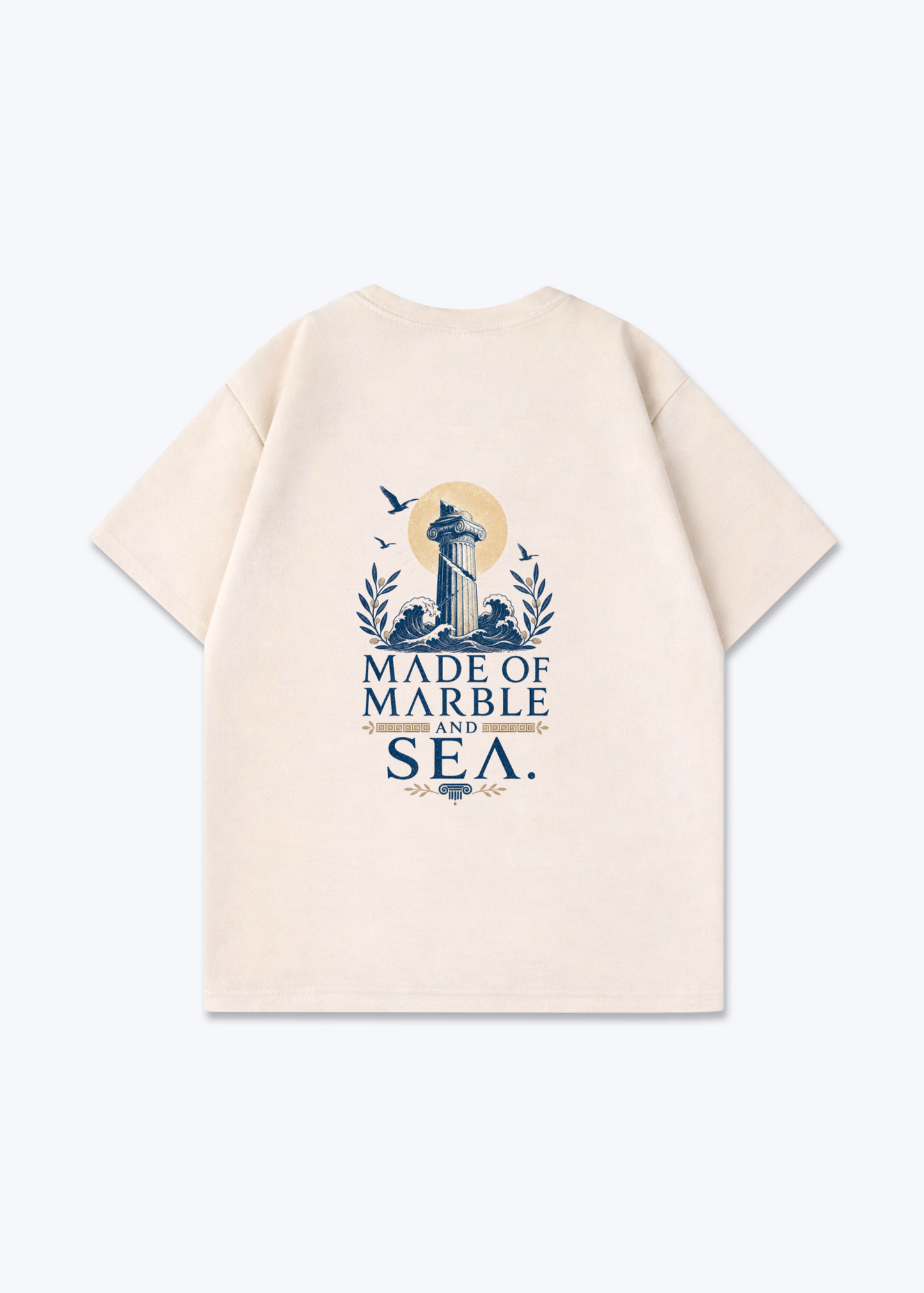 Marble and Sea Oversized Shirt - Beige Back (Designed)