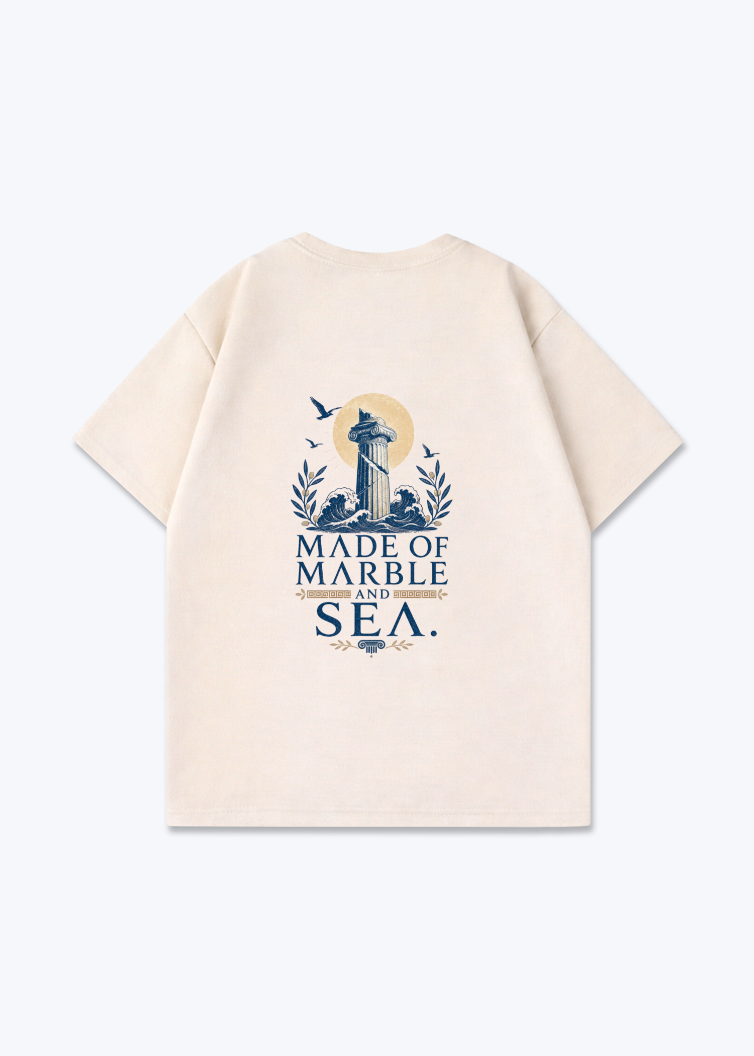Marble and Sea Oversized Shirt - Beige Back (Designed)