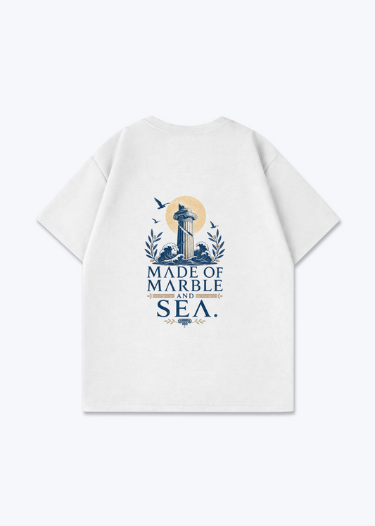 Marble and Sea Oversized Shirt - White Back (Designed)