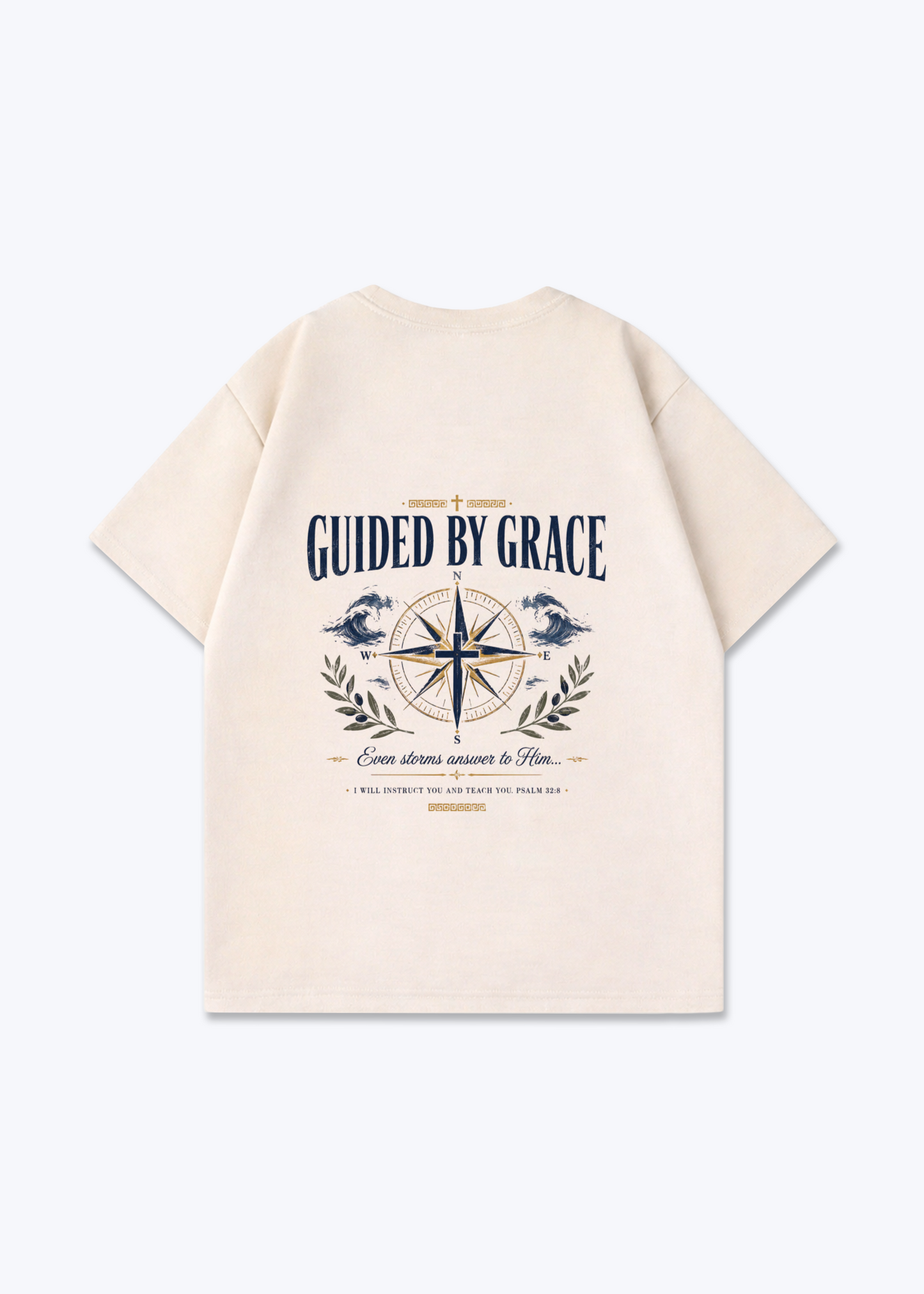 Guided by Grace Oversized Shirt - Beige Back (Designed)