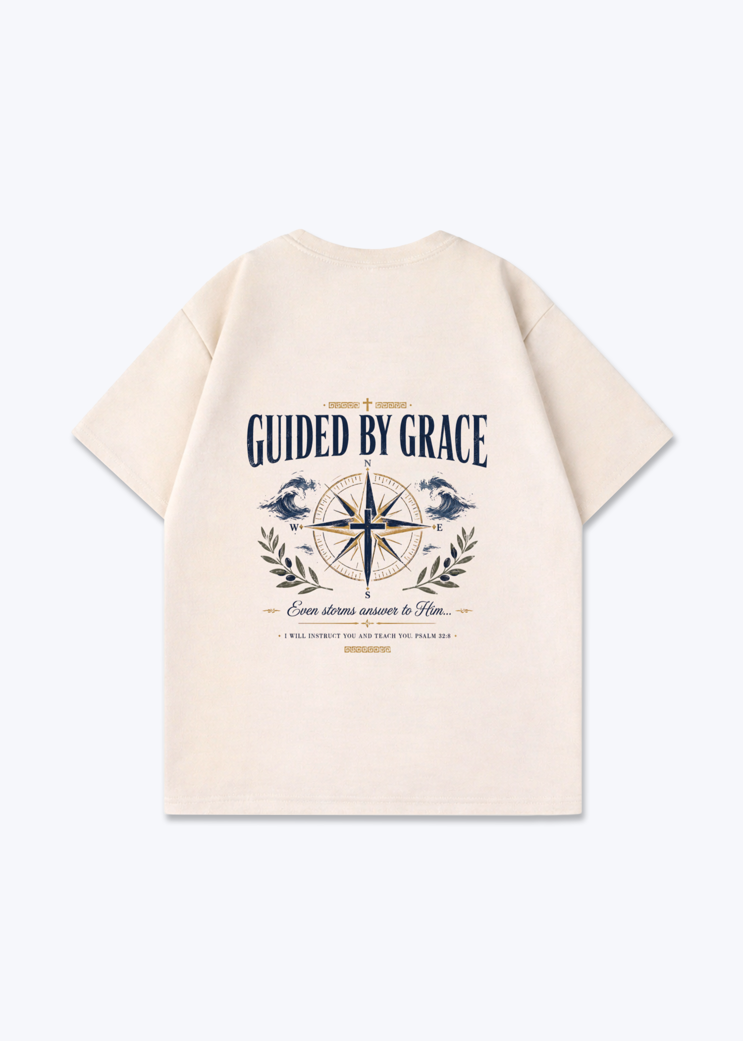 Guided by Grace Oversized Shirt - Beige Back (Designed)