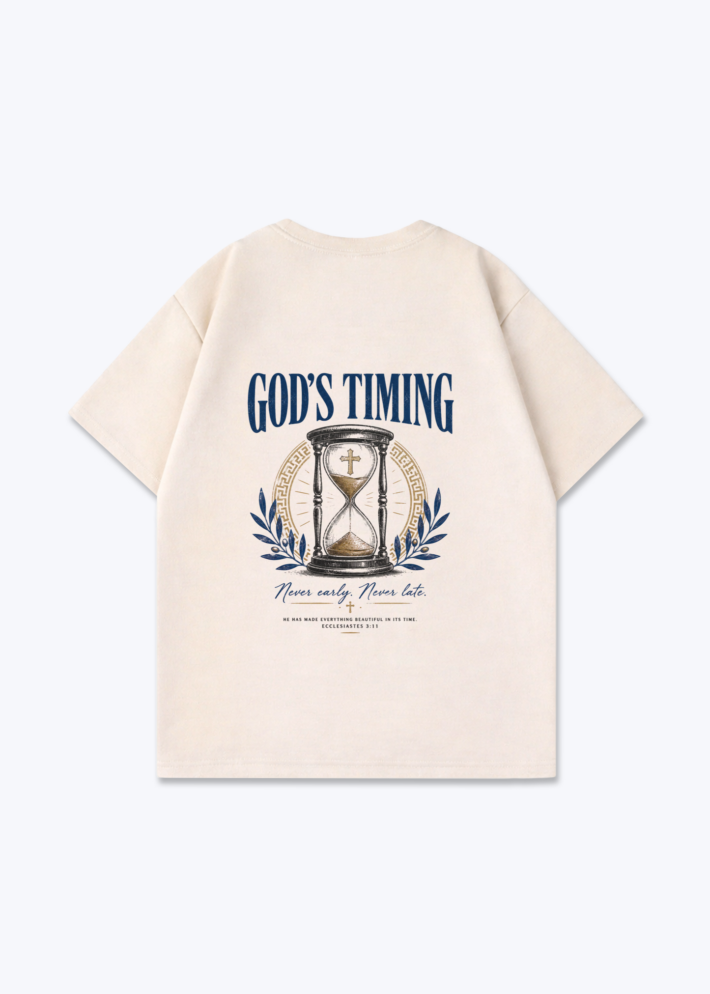 God's Timing Oversized Shirt - Beige Back (Designed)