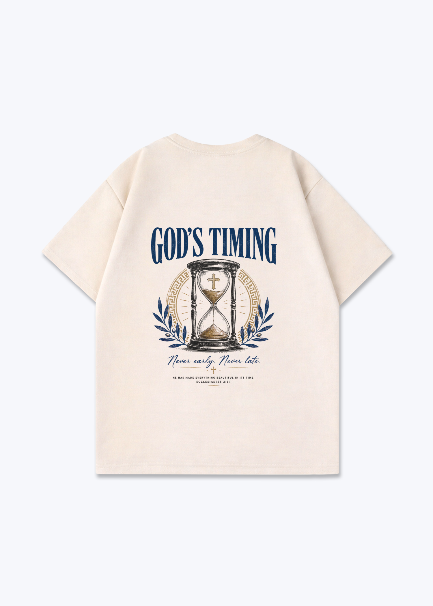 God's Timing Oversized Shirt - Beige Back (Designed)