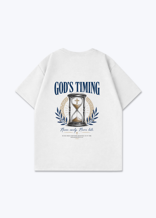 God's Timing Oversized Shirt - White Back (Designed)