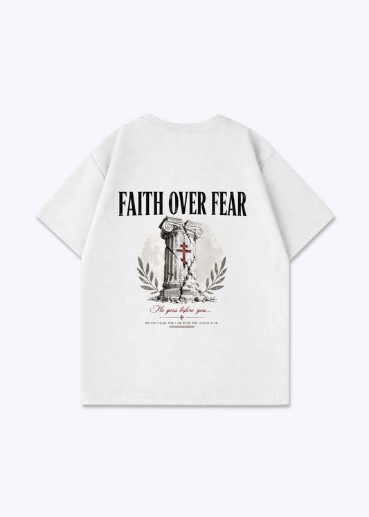 Faith Over Fear Oversized Shirt - White Back (Designed)