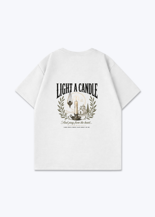 Light a CandleOversized Shirt - White Back (Designed)