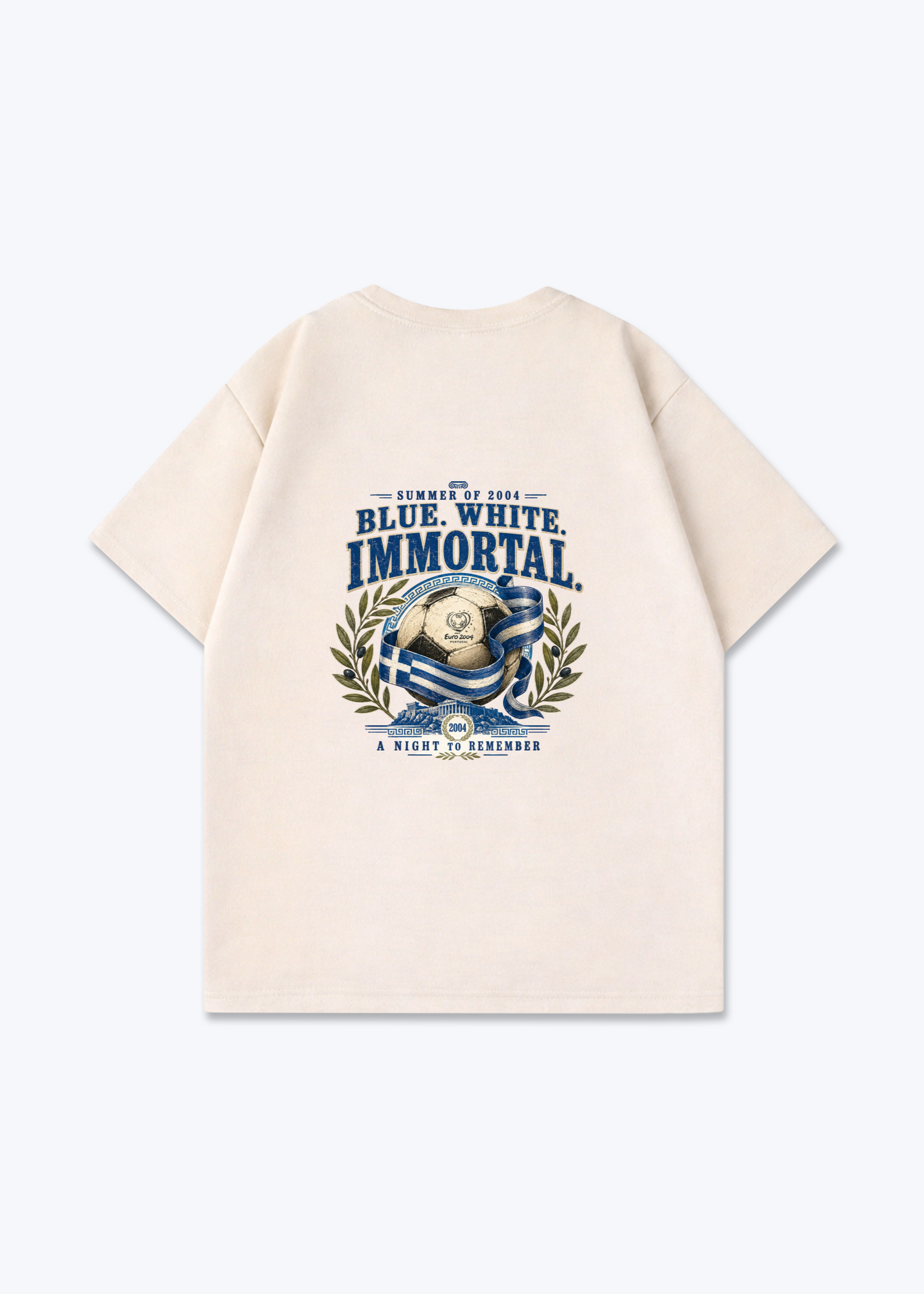 Blue White Immortal Oversized Shirt - Beige Back (Designed)