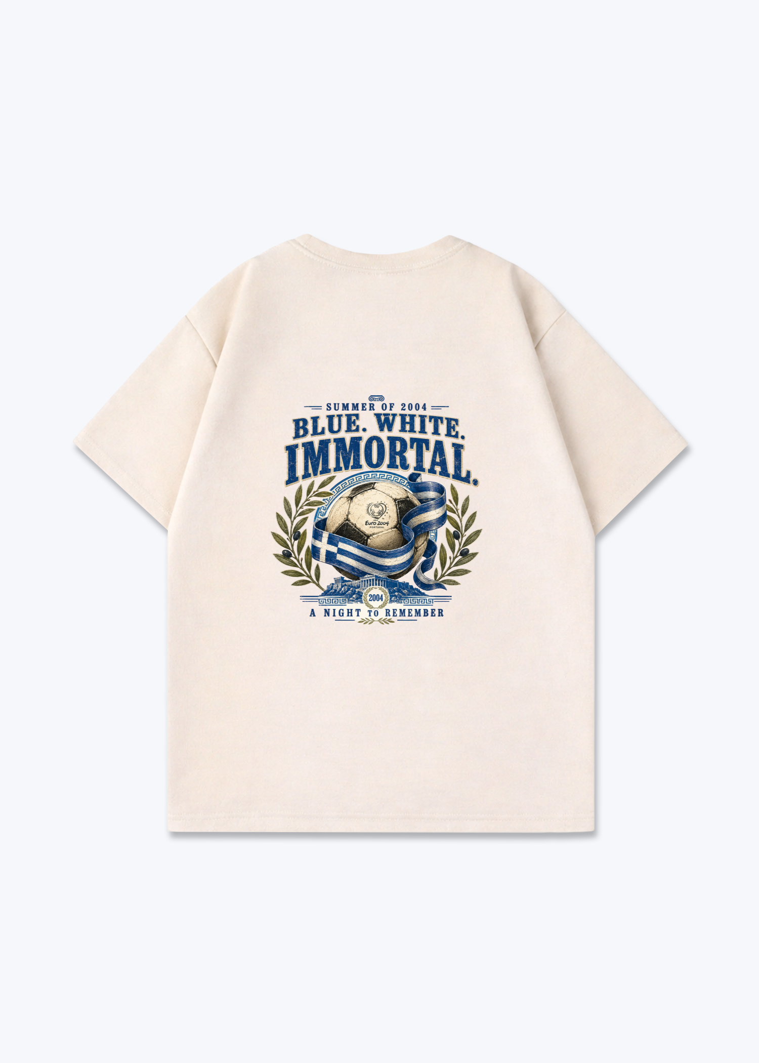 Blue White Immortal Oversized Shirt - Beige Back (Designed)
