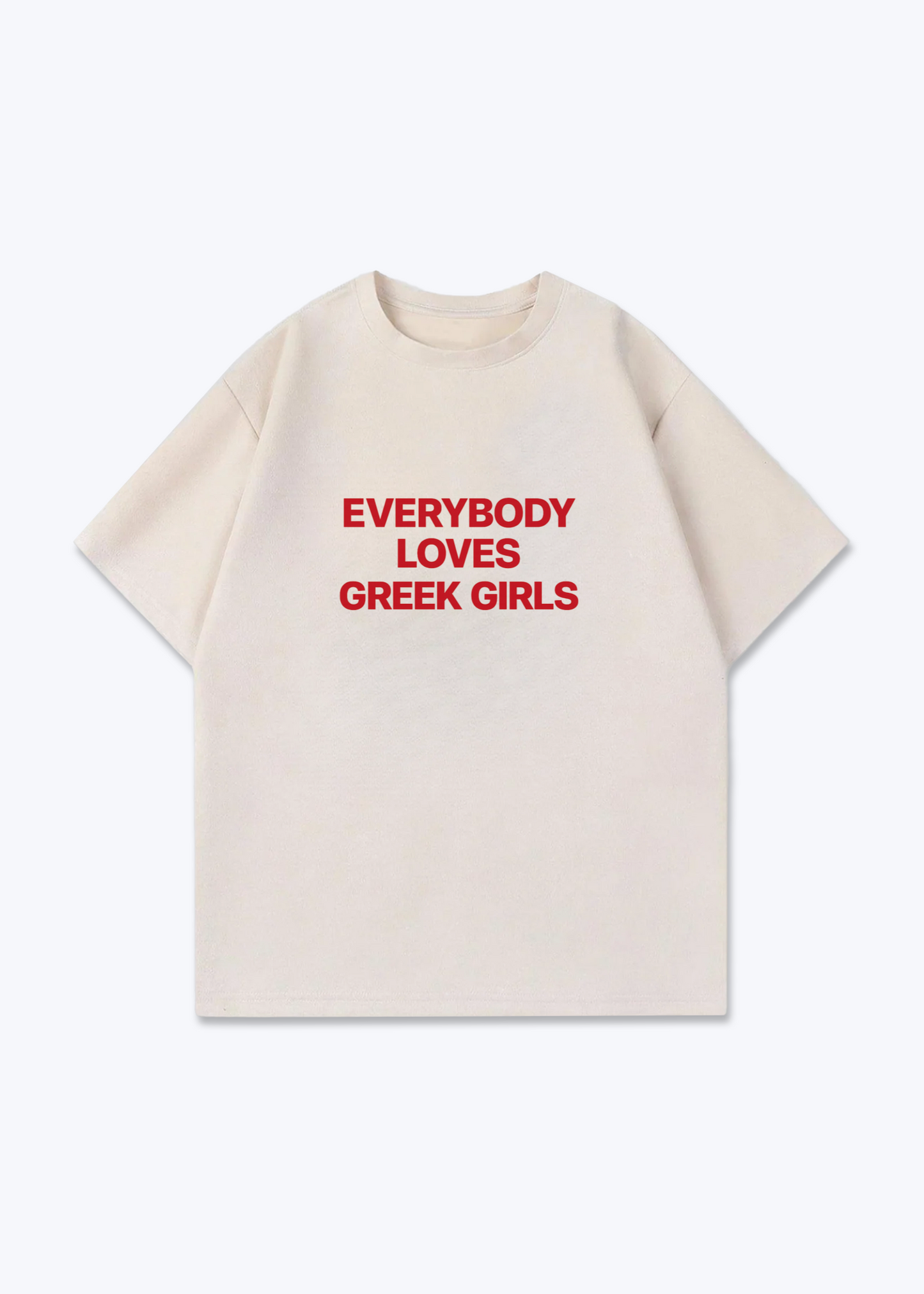 GREEK GIRLS OVERSIZED SHIRT - Beige Front (Designed)