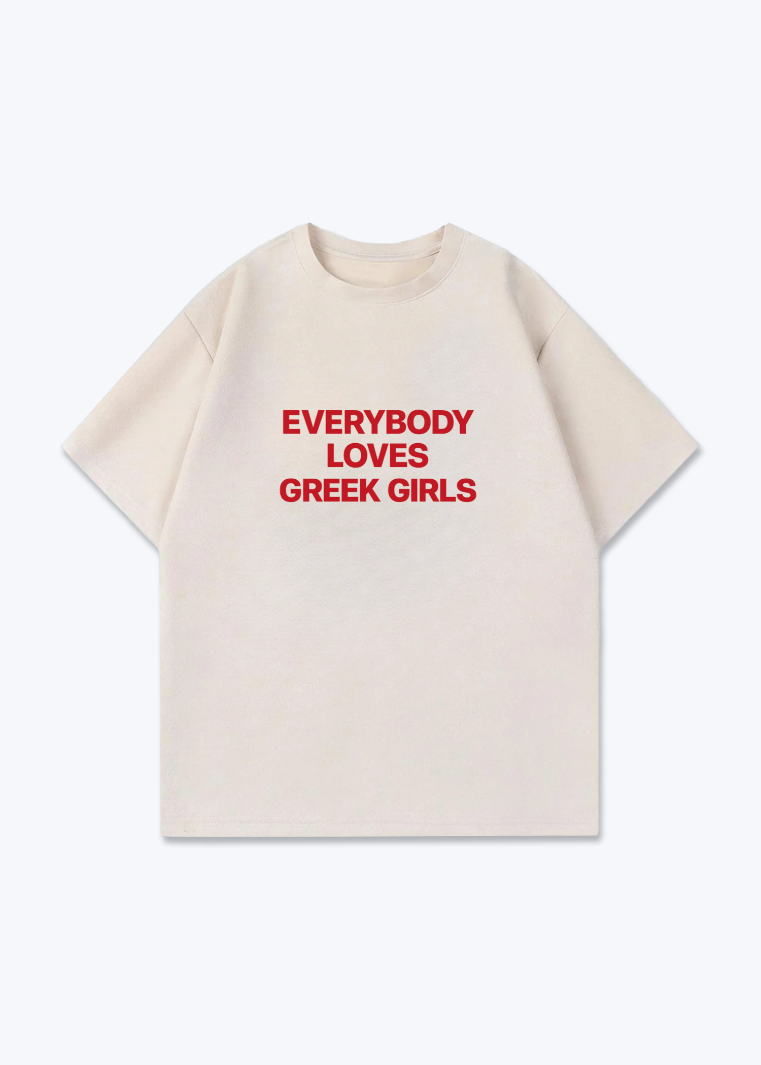 GREEK GIRLS OVERSIZED SHIRT - Beige Front (Designed)