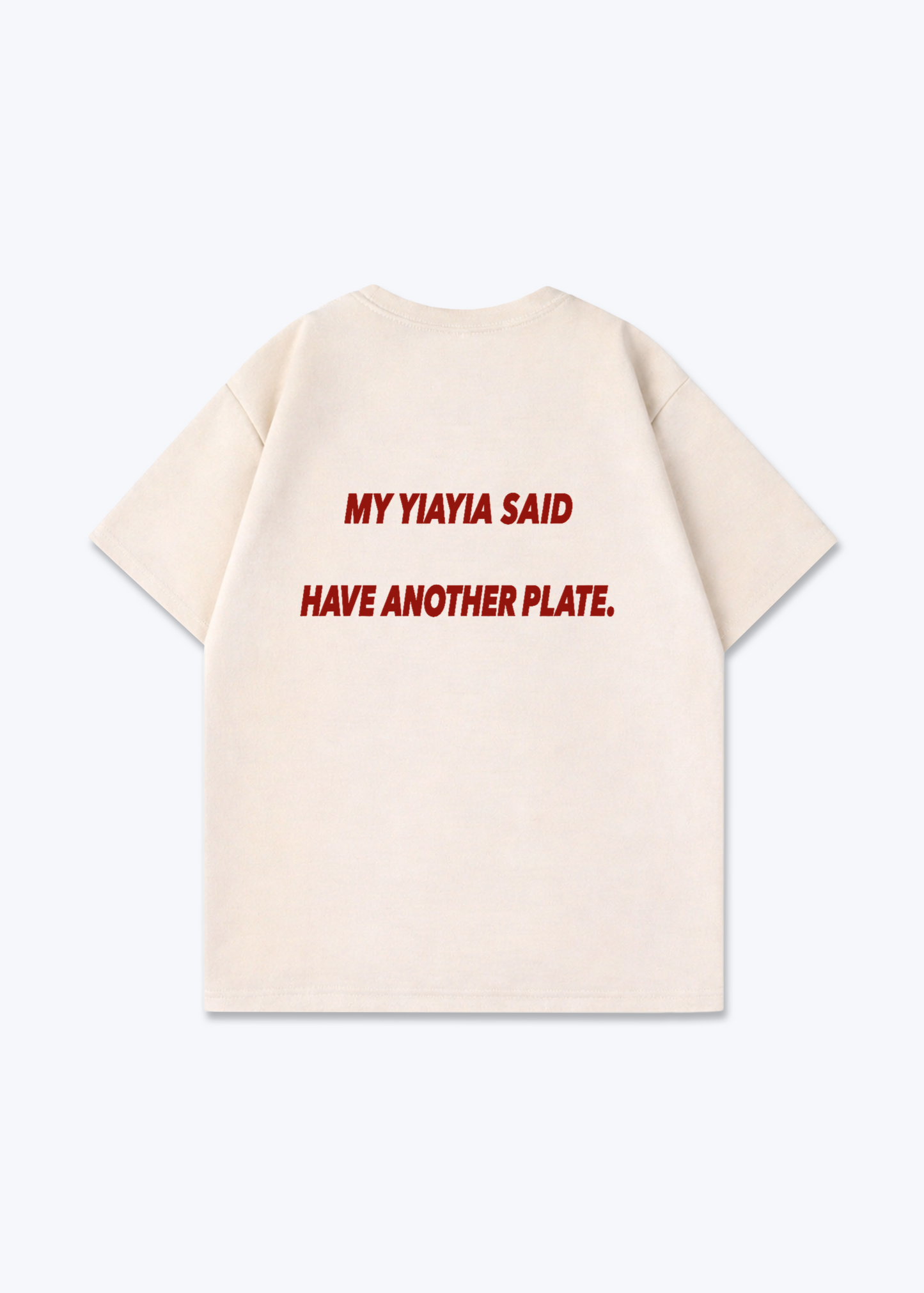 MY YIAYIA SAID OVERSIZED SHIRT - Beige Back (Designed)