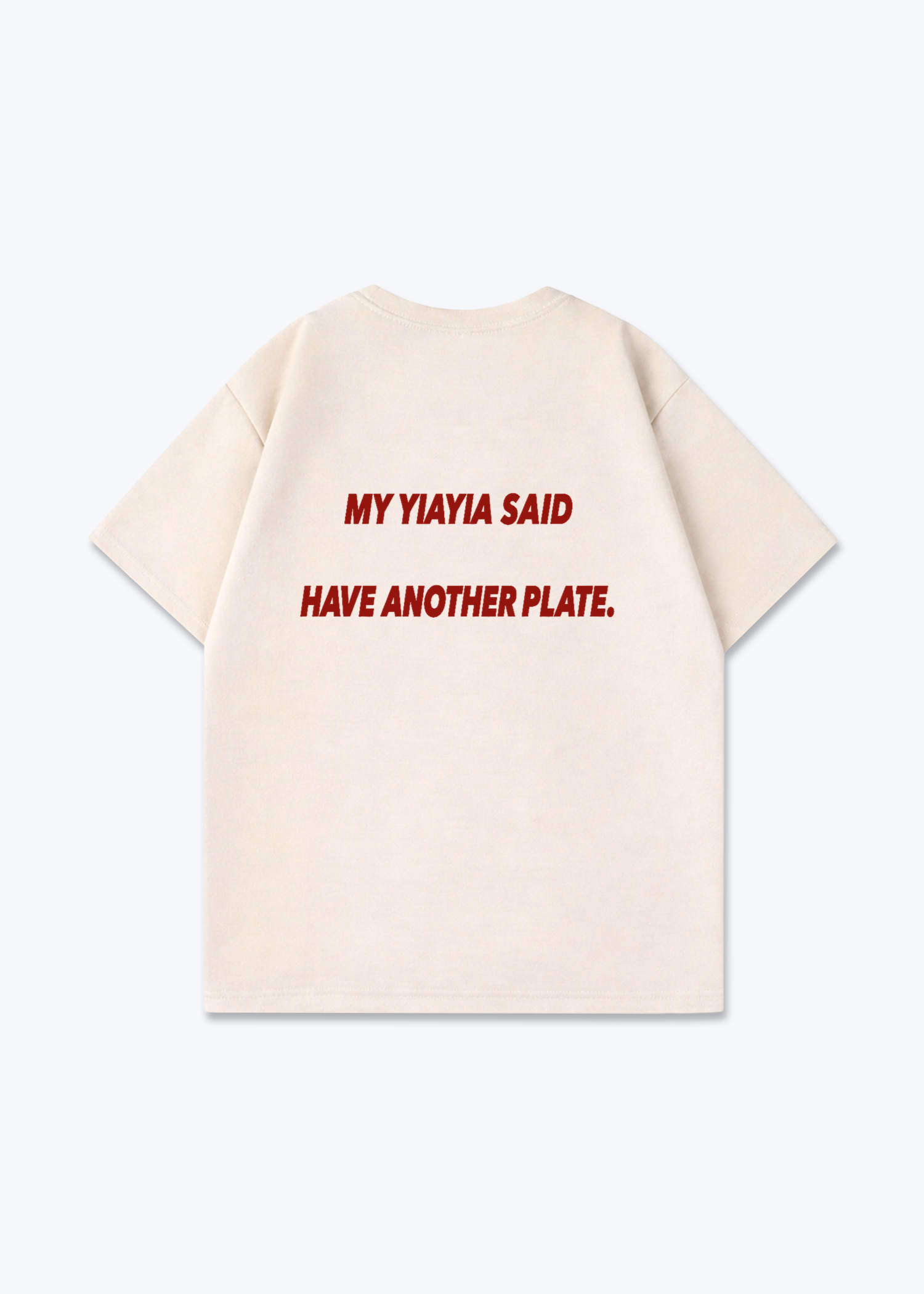 MY YIAYIA SAID OVERSIZED SHIRT - Beige Back (Designed)