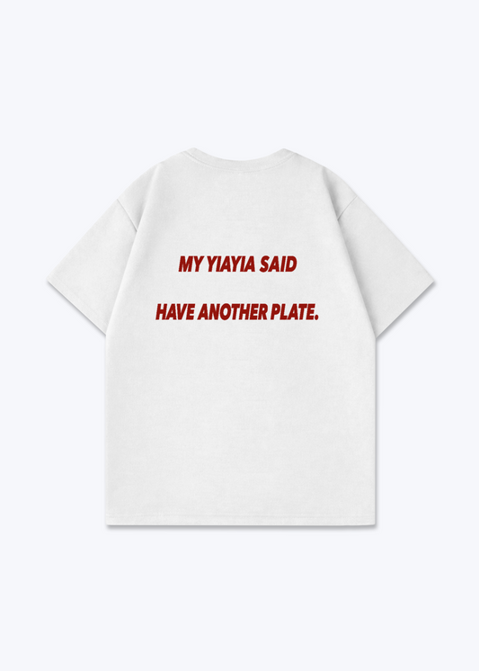MY YIAYIA SAID OVERSIZED SHIRT - White Back (Designed)