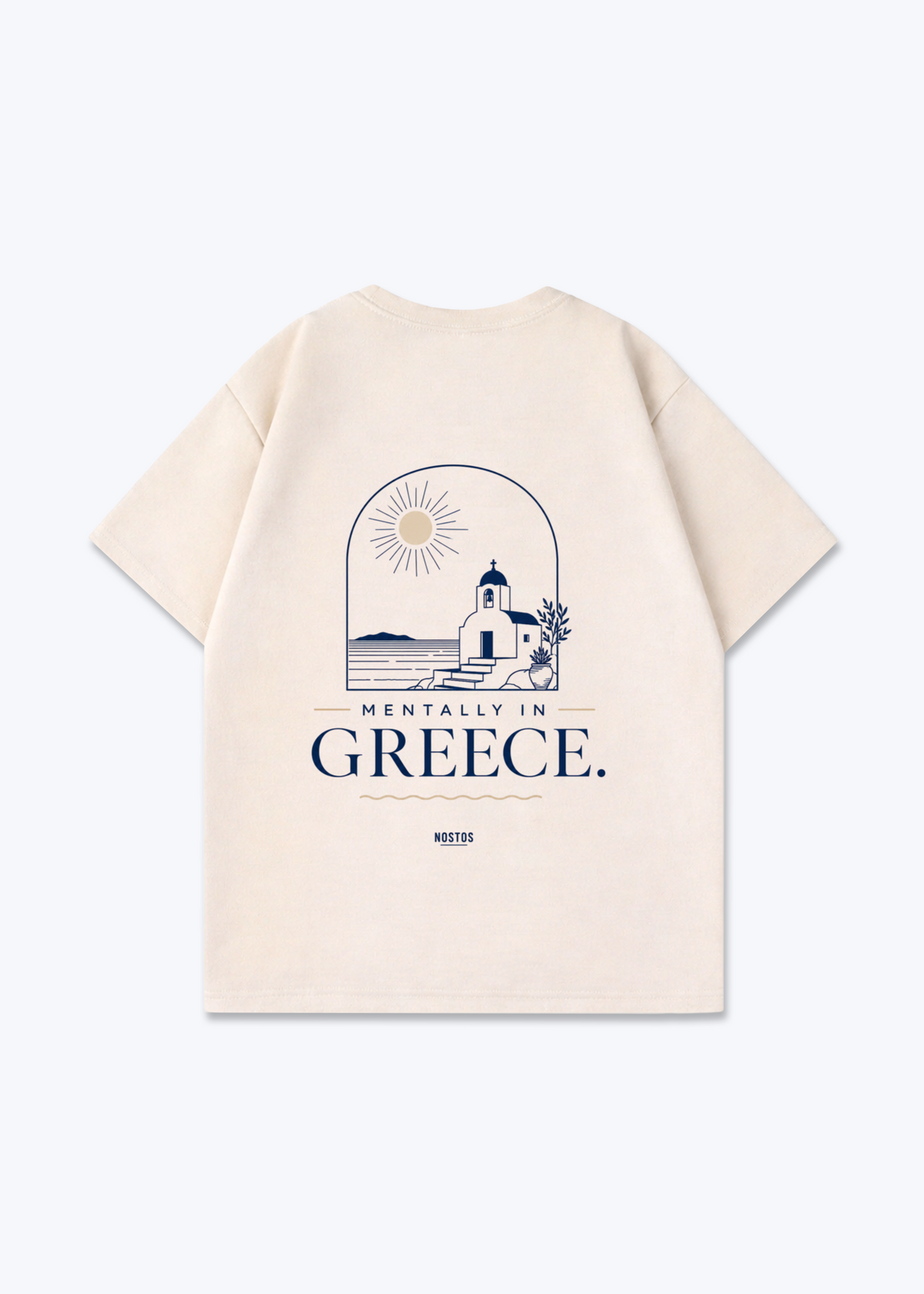 MENTALLY IN GREECE OVERSIZED SHIRT - Beige Back (Designed)