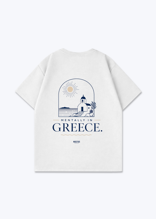 MENTALLY IN GREECE OVERSIZED SHIRT - White Back (Designed)
