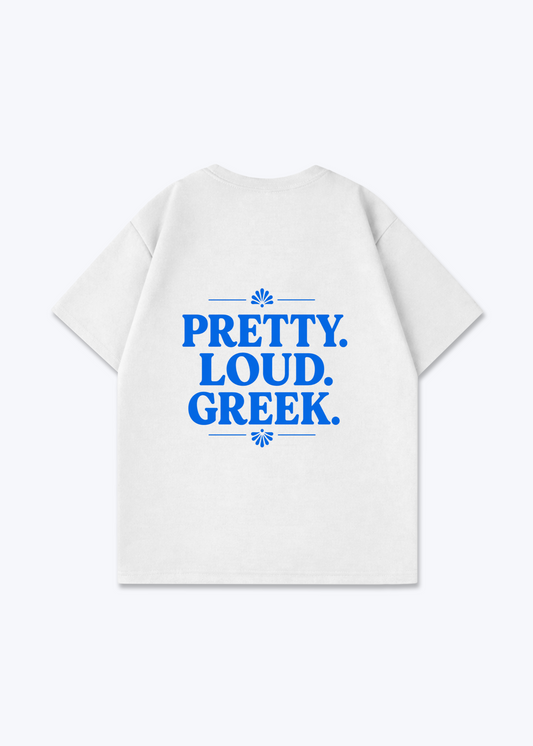 PRETTY LOUD GREEK OVERSIZED SHIRT - White Back (Designed)