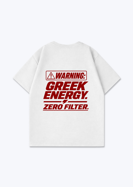 GREEK ENERGY OVERSIZED SHIRT - White Back (Designed)